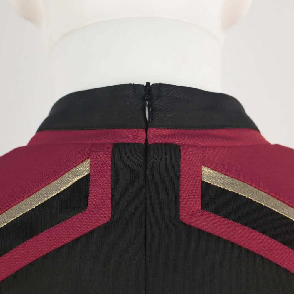 Star Trek Admiral JL Picard Red Gold Stripe Uniform Shirt Halloween Cosplay Costume