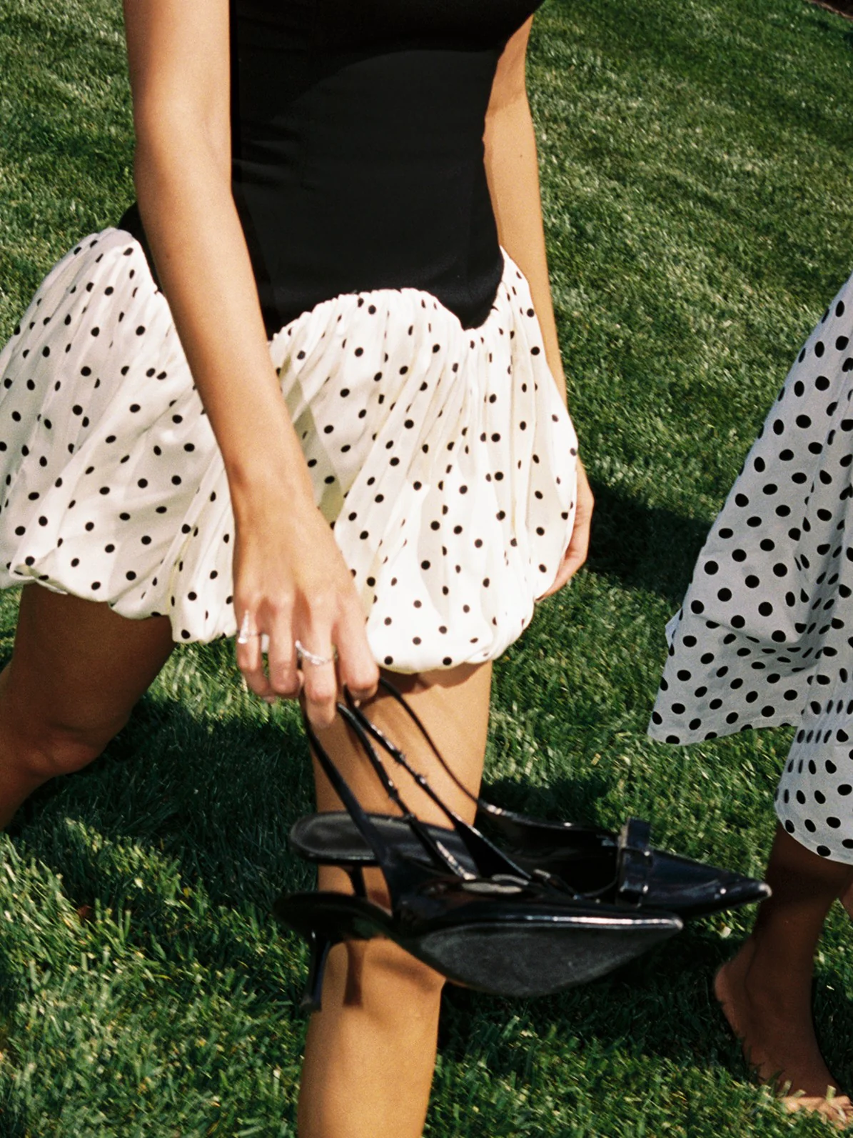 Dahliana Polka Dot Bubble Hem Corset Mini Dress