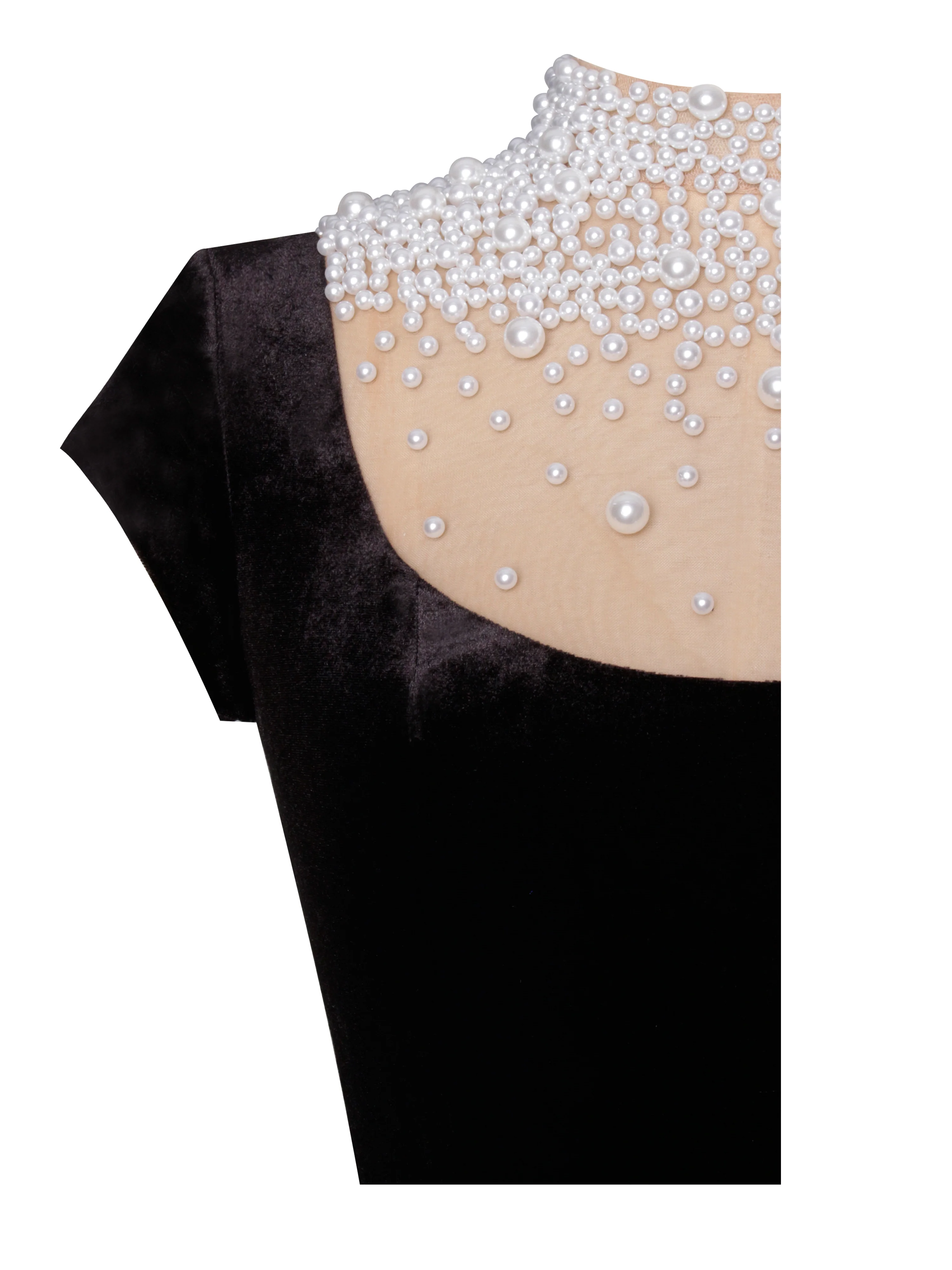 Rachael Black Velvet Pearl Embellished Gown