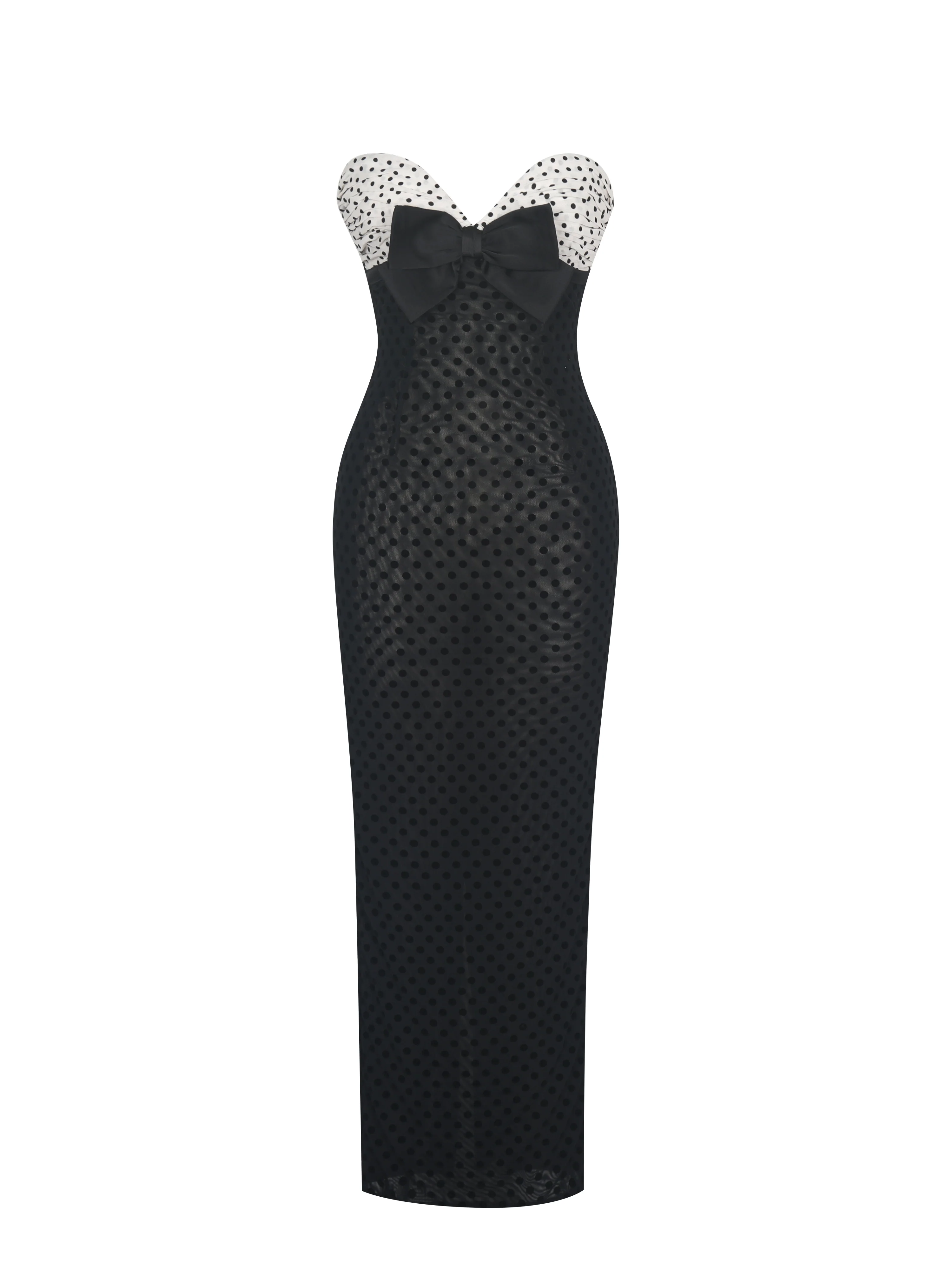 Faith Black and White Polka Dot Sweetheart Maxi Dress