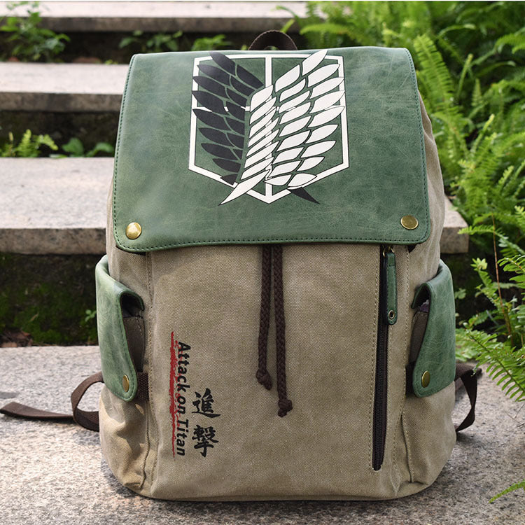 Anime Attack On Titan Cosplay Canvas Backpack Halloween School Bags