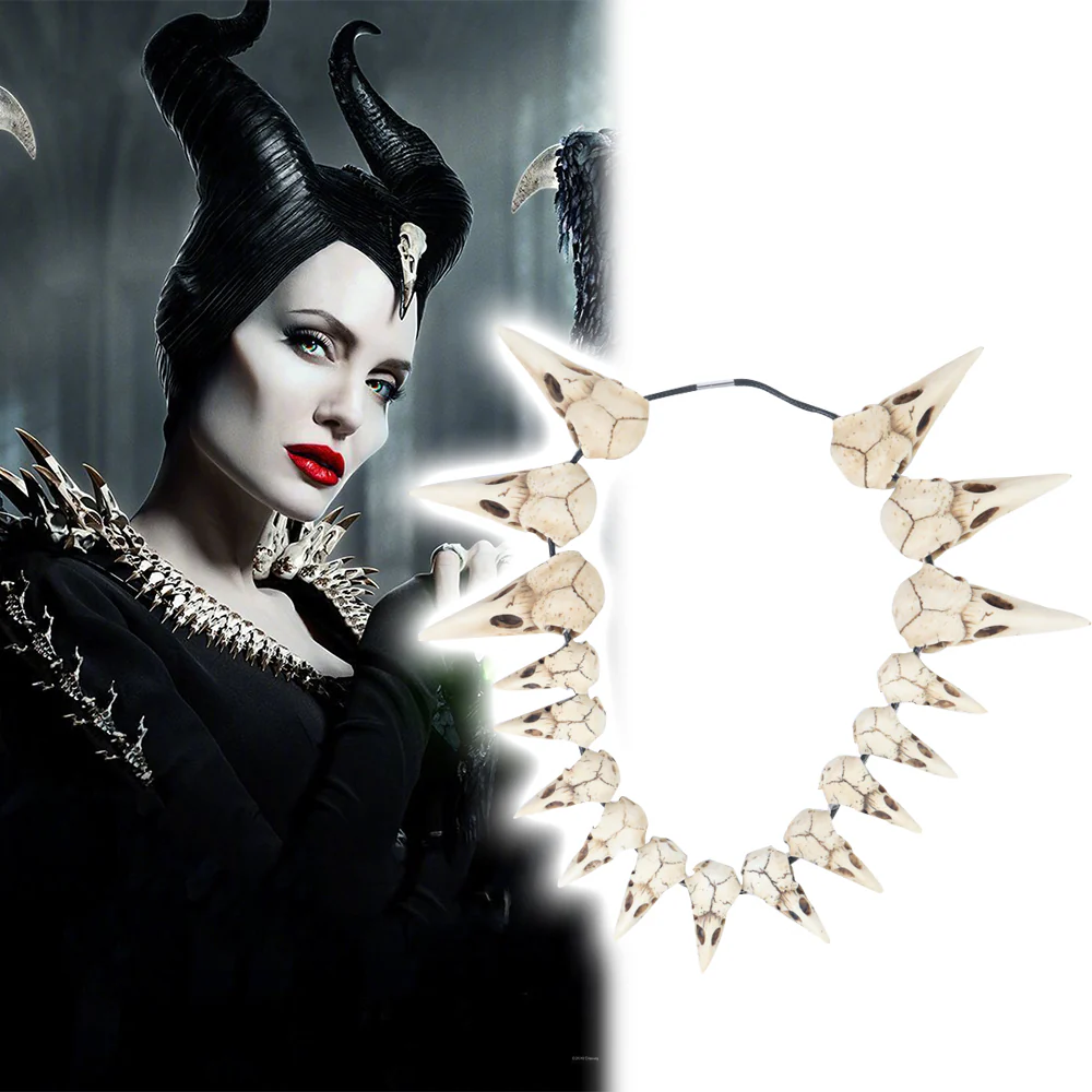 2019  Maleficent 2 LED Necklace Vintage Bird Beak Skull Charm LED Necklace Halloween Cosplay Accessories