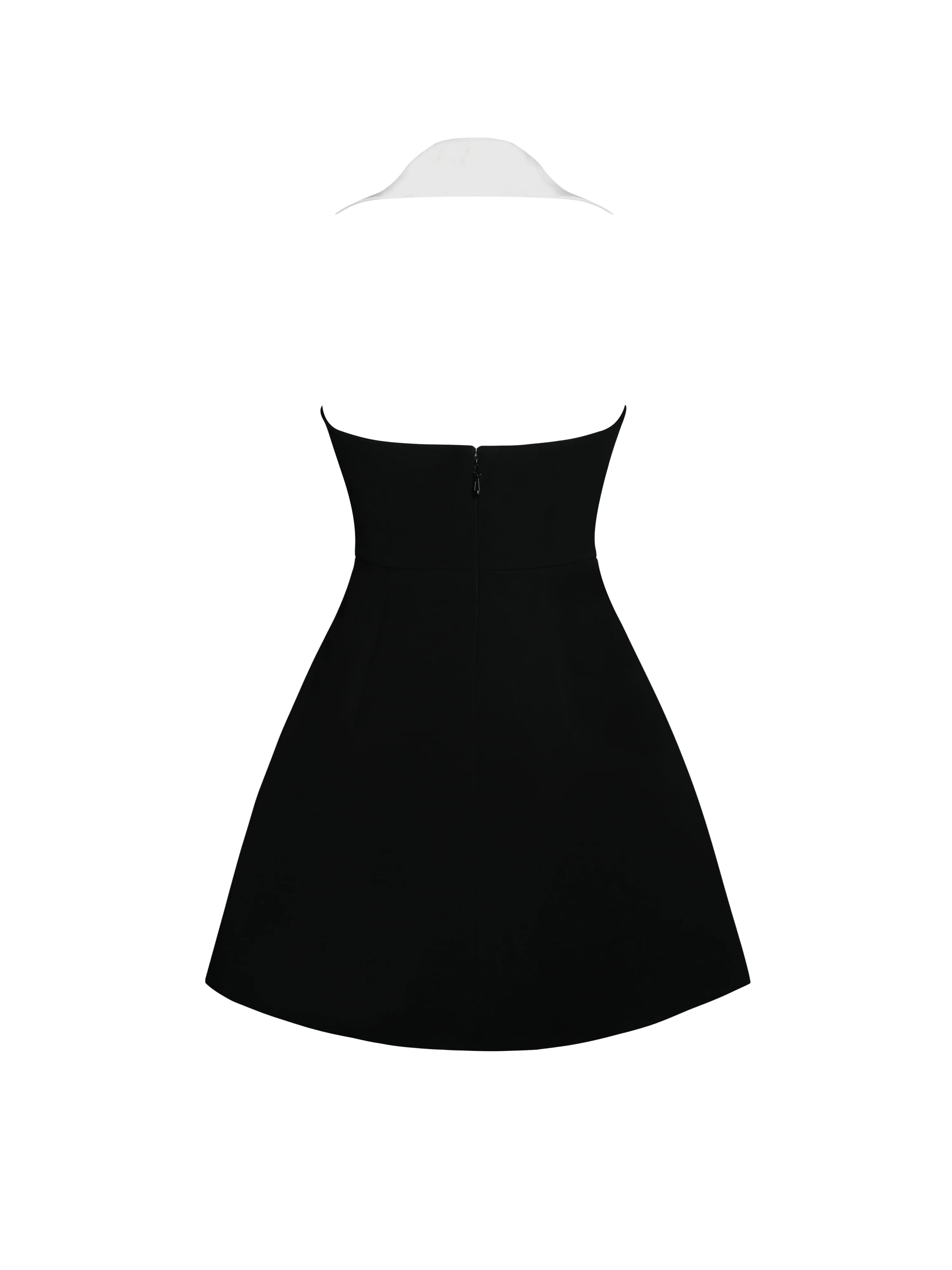 Ignacia Office Casual Black and White Halter Mini A-line Dress