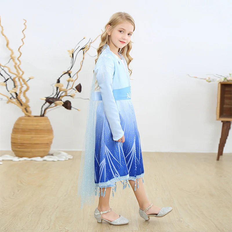 Frozen Princess Elsa Dress for Girls Clothing Wear Cosplay Elza Costume Halloween Christmas Party Gift Fancy 4-10y Baby Girl