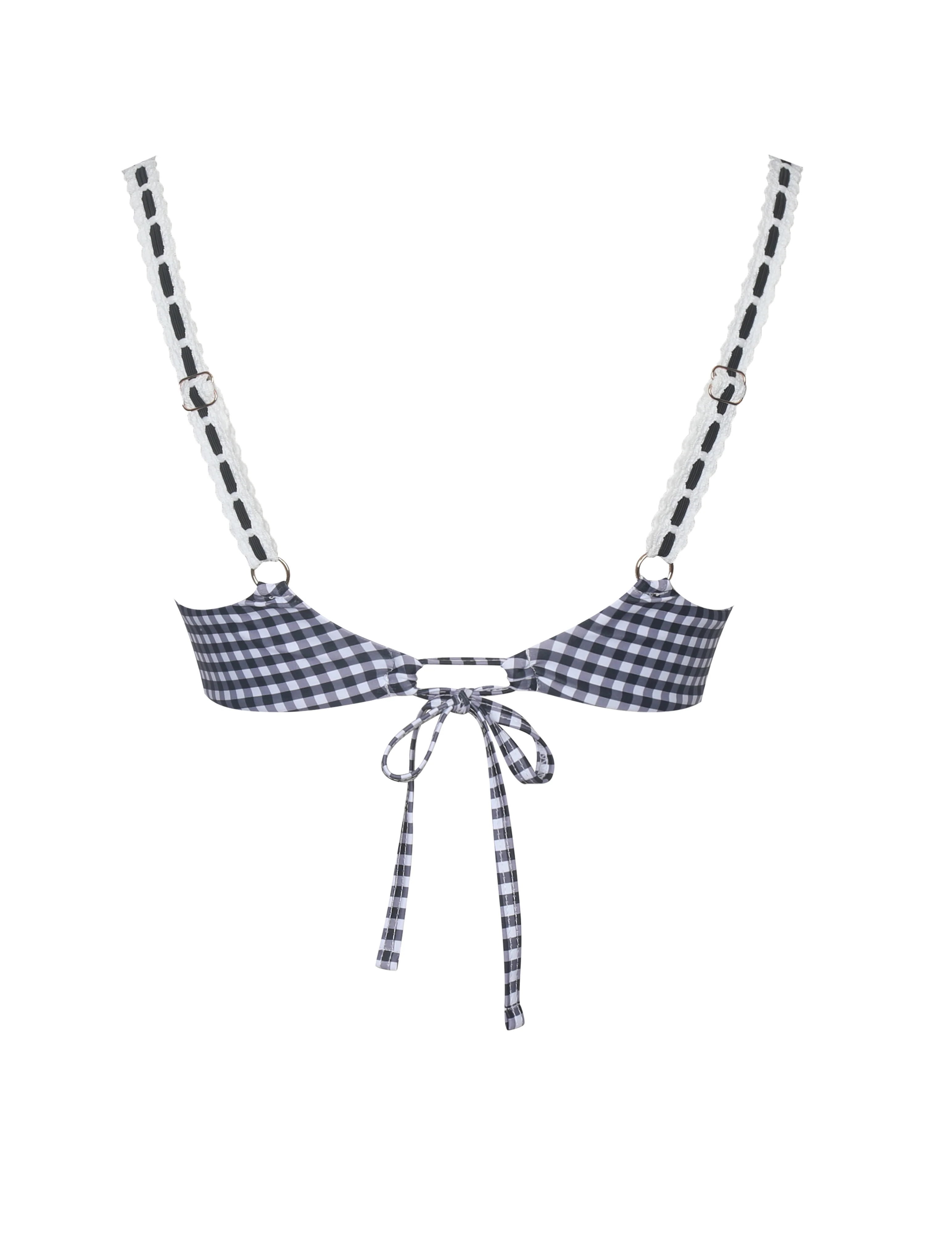 Geneva Gingham Lace Decoration Bikini Top