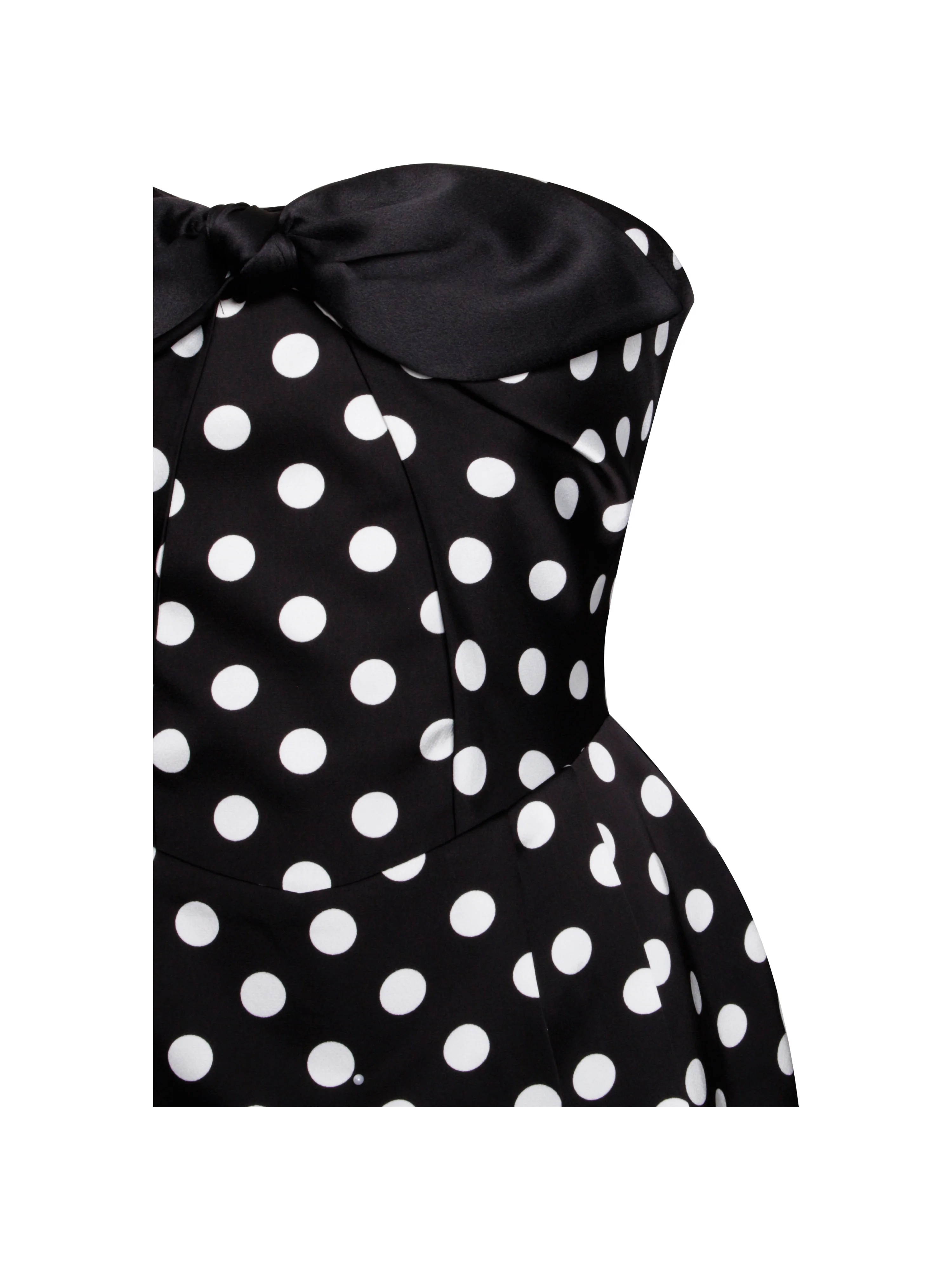 Tahira Black Polka Strapless Mini Dress with Bow