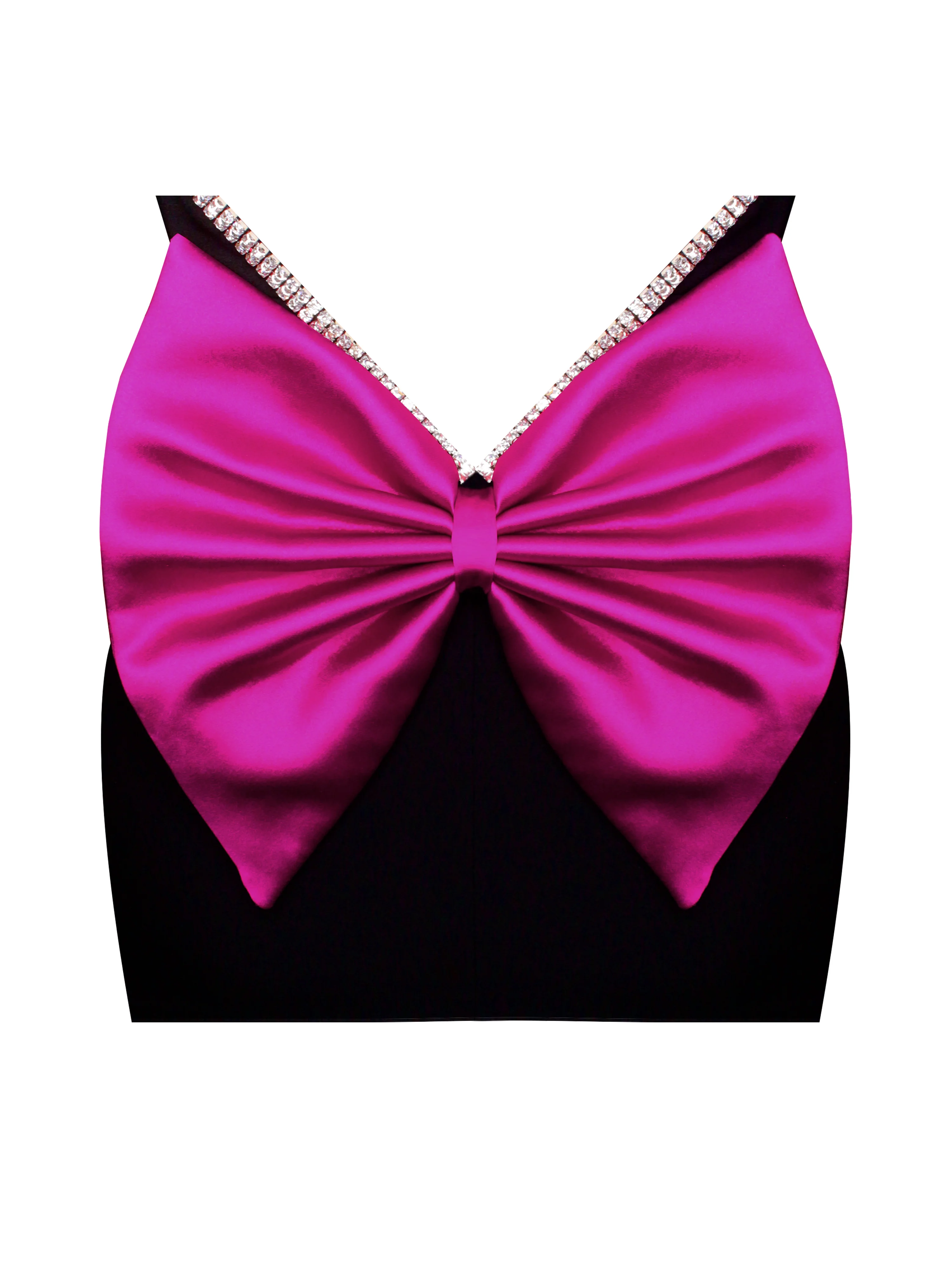 Flore Black Crystal Straps Backless Gown With Bow