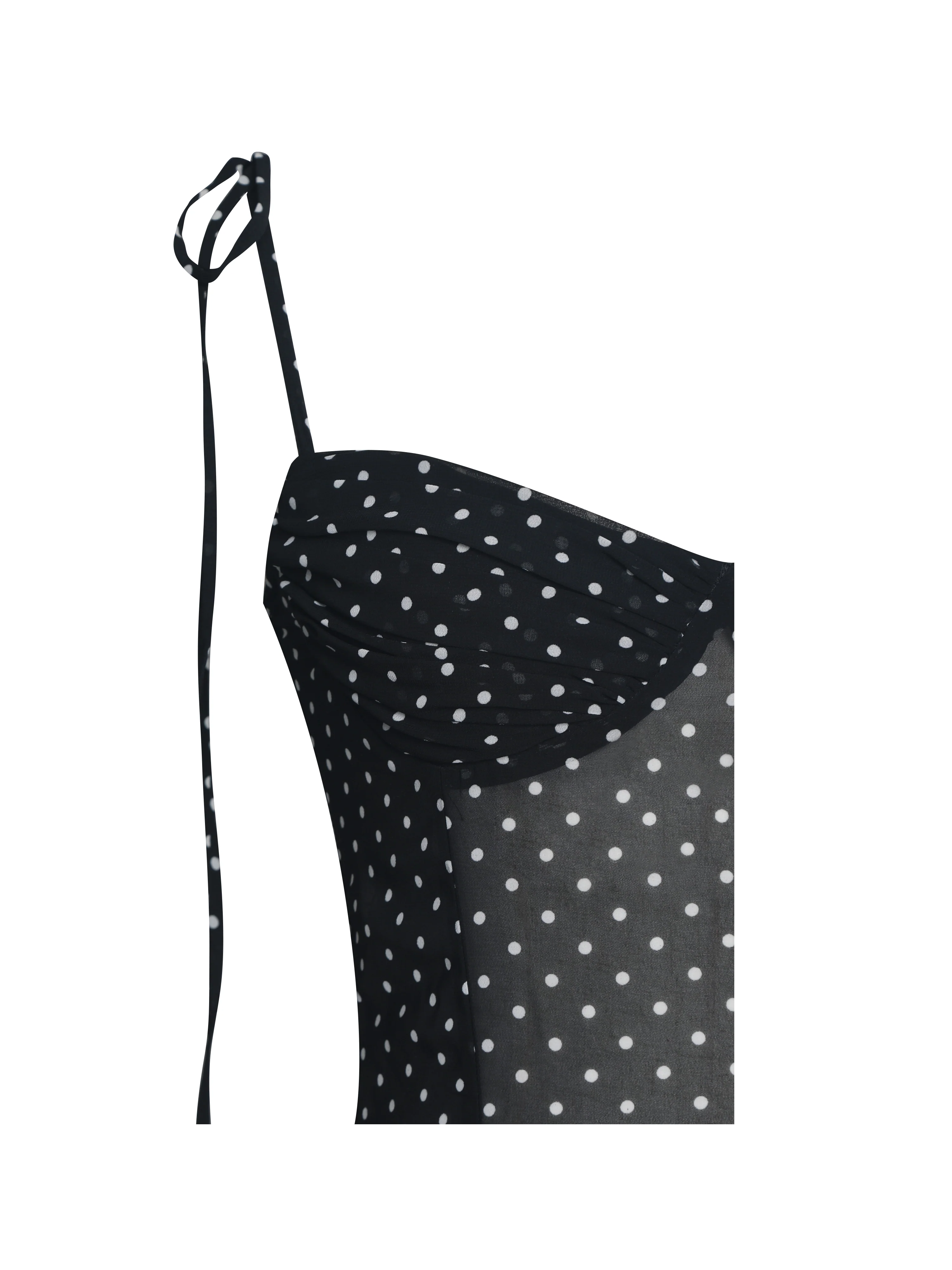 Yadira Black Base Polka Dot Chiffon Maxi Dress