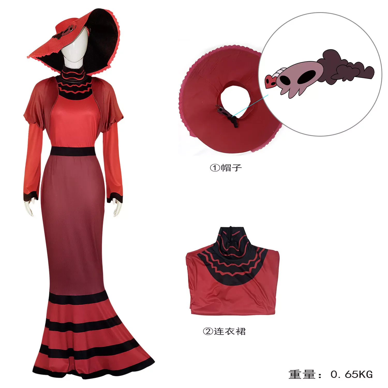Hazbin Hotel Rosie Formal Dress Hat Costumes Halloween Cosplay Masquerade Suits