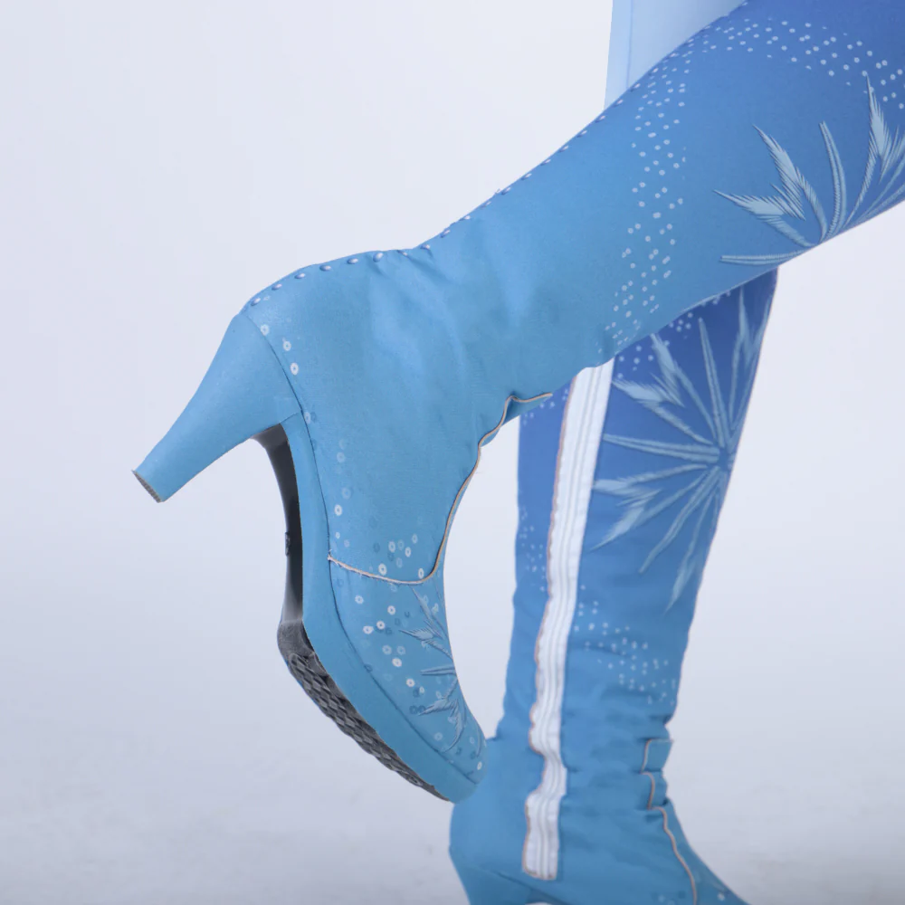 New Frozen 2 Cosplay Snow Adult Elsa Boots Costume Halloween Knee-high High Heel Elsa Shoes Costume Princess Ice Queen Elsa Prop