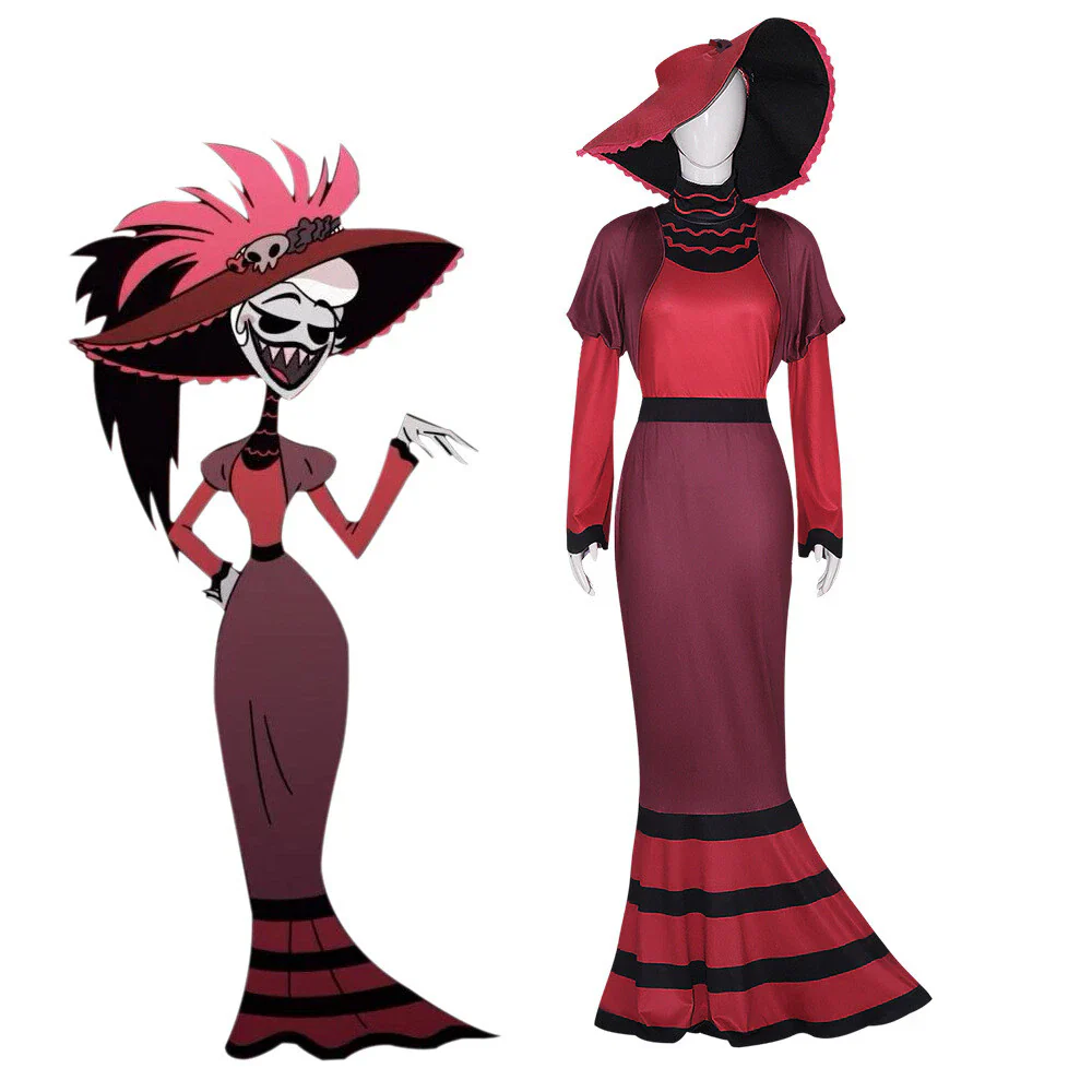 Hazbin Hotel Rosie Formal Dress Hat Costumes Halloween Cosplay Masquerade Suits
