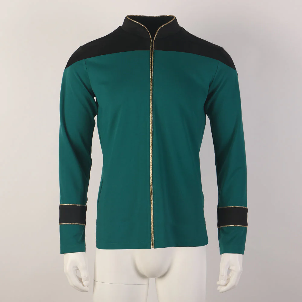 Star Trek The Next Generation TNG  Admiral Tunic Uniforms Red Gold Men Shirts Halloween Cosplay Costumes