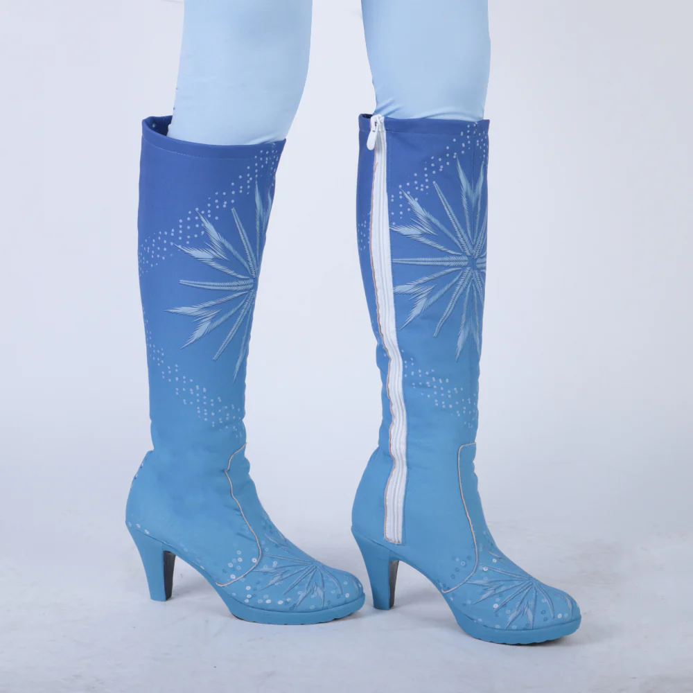 New Frozen 2 Cosplay Snow Adult Elsa Boots Costume Halloween Knee-high High Heel Elsa Shoes Costume Princess Ice Queen Elsa Prop