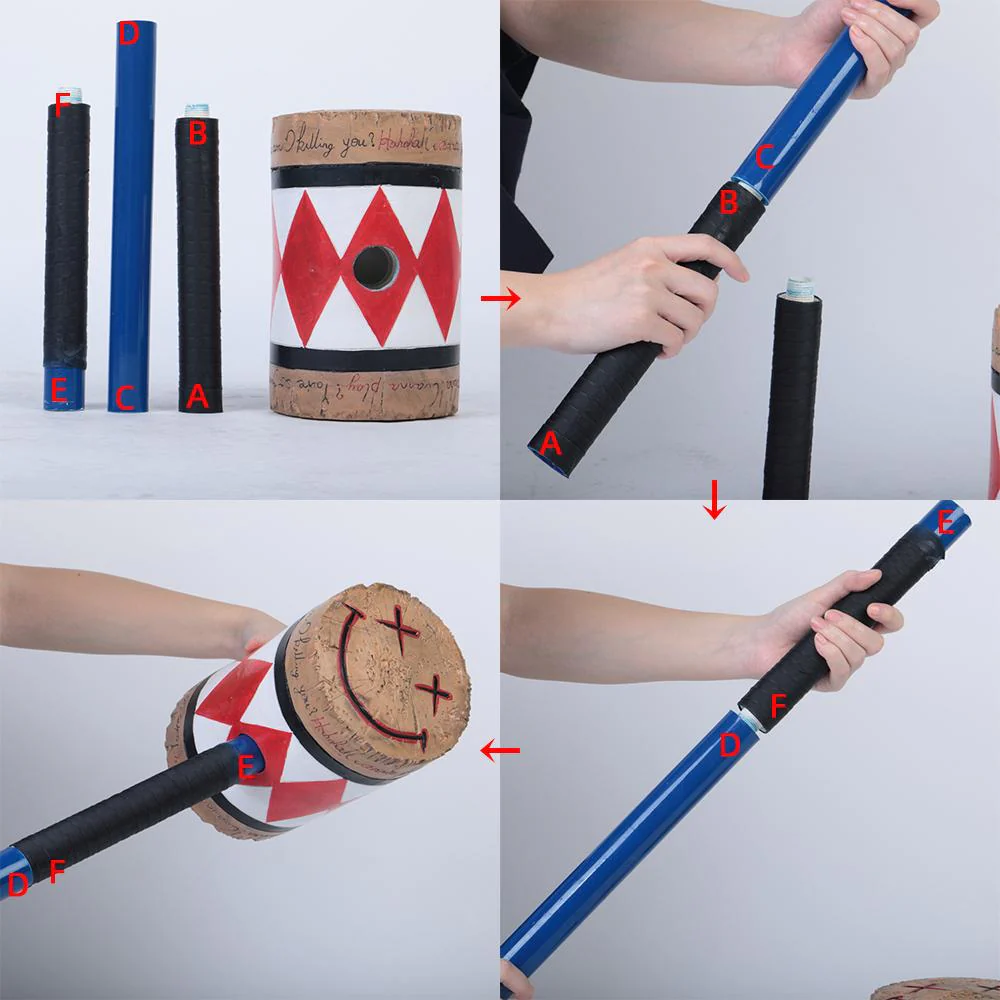 Birds of Prey Cosplay Harley Quinn Mallet Hammer Smile Face Suicide Squad Bat Halloween Props