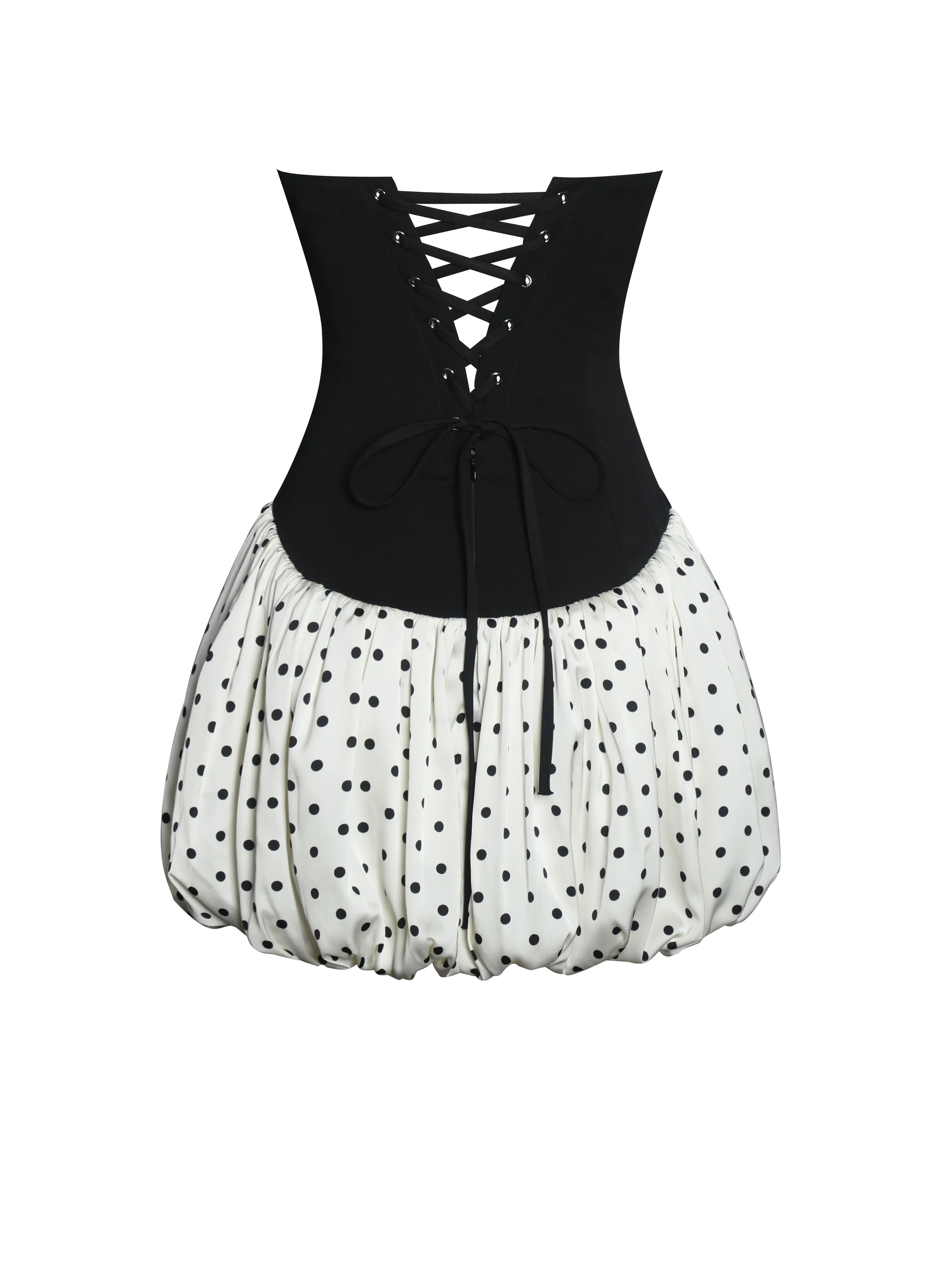 Dahliana Polka Dot Bubble Hem Corset Mini Dress