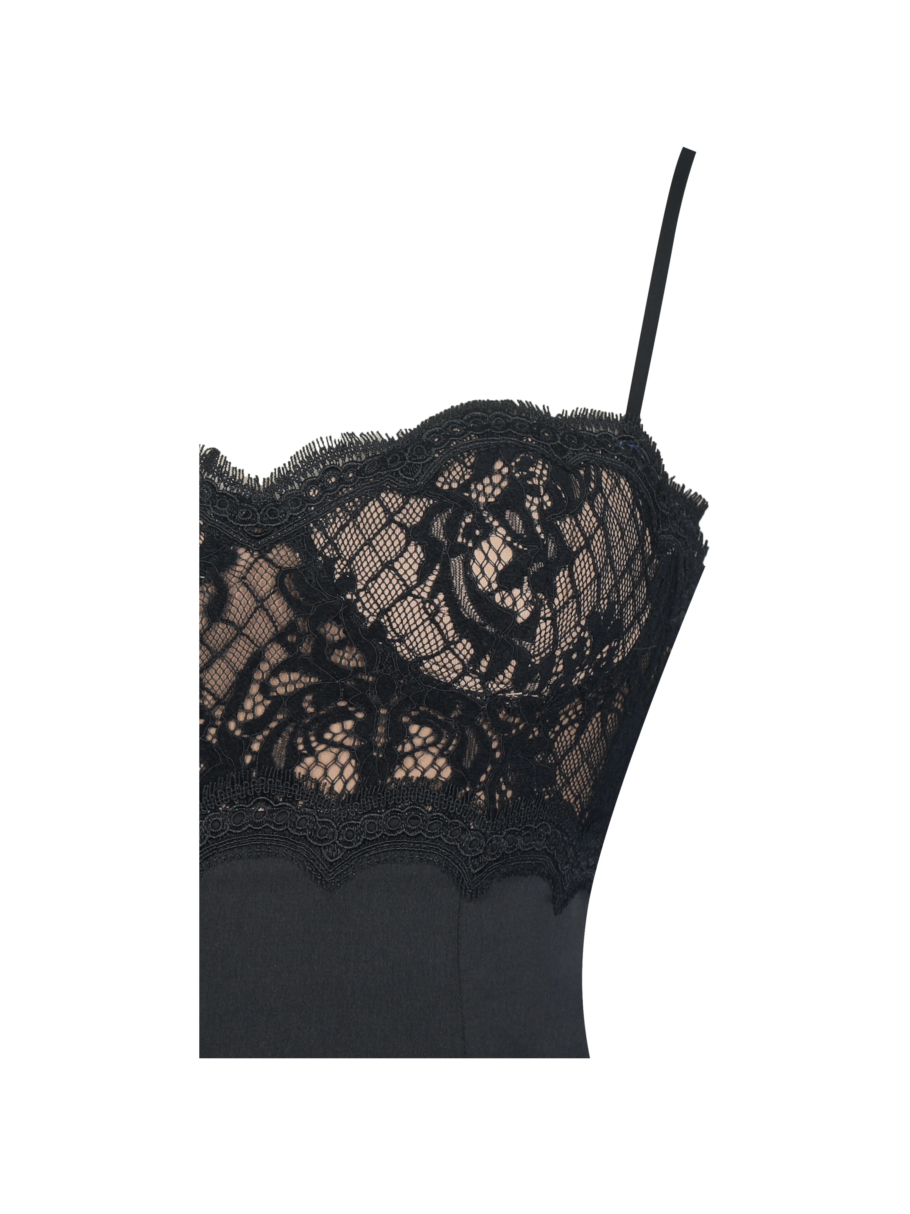 Umra Black Contrast Lace Sweetheart Gathered Mini Dress