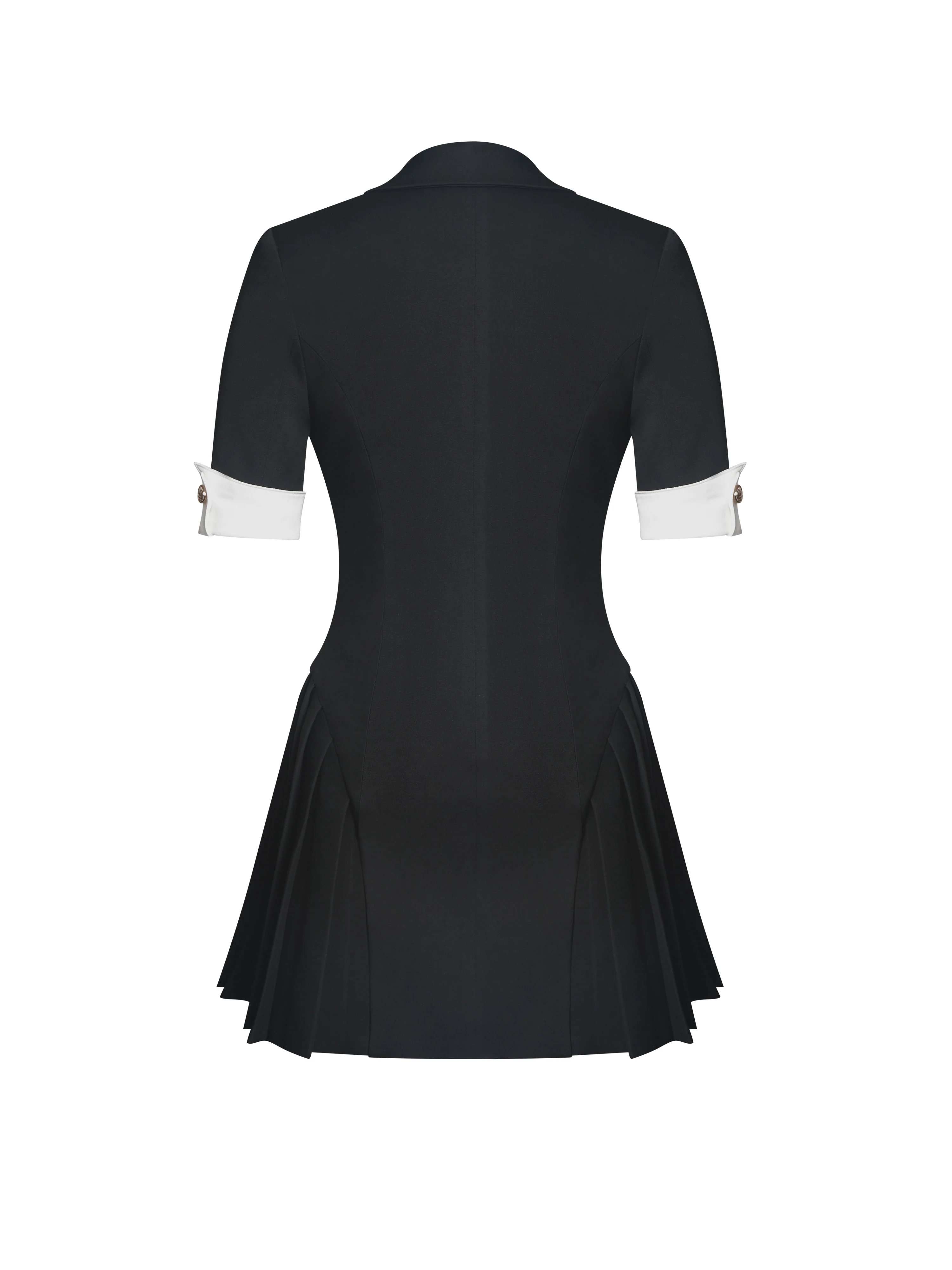 Ilitha Black Woven Crepe Pleated A-Line Mini Dress