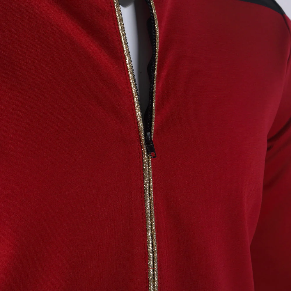 Star Trek The Next Generation TNG  Admiral Tunic Uniforms Red Gold Men Shirts Halloween Cosplay Costumes
