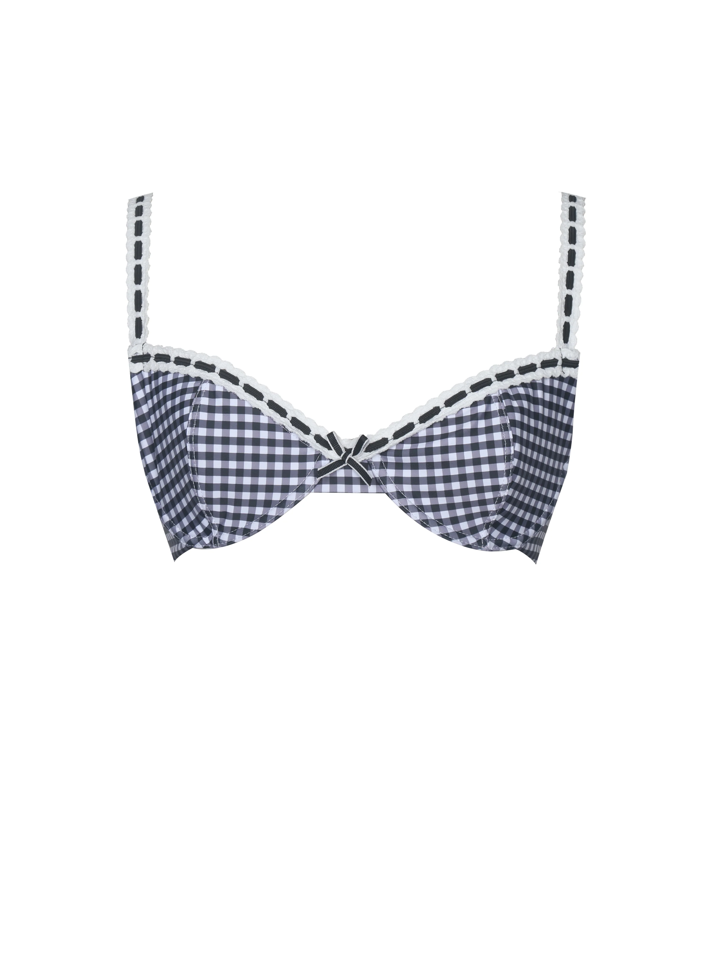 Geneva Gingham Lace Decoration Bikini Top