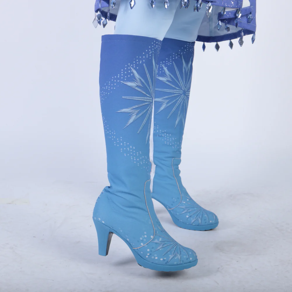 New Frozen 2 Cosplay Snow Adult Elsa Boots Costume Halloween Knee-high High Heel Elsa Shoes Costume Princess Ice Queen Elsa Prop