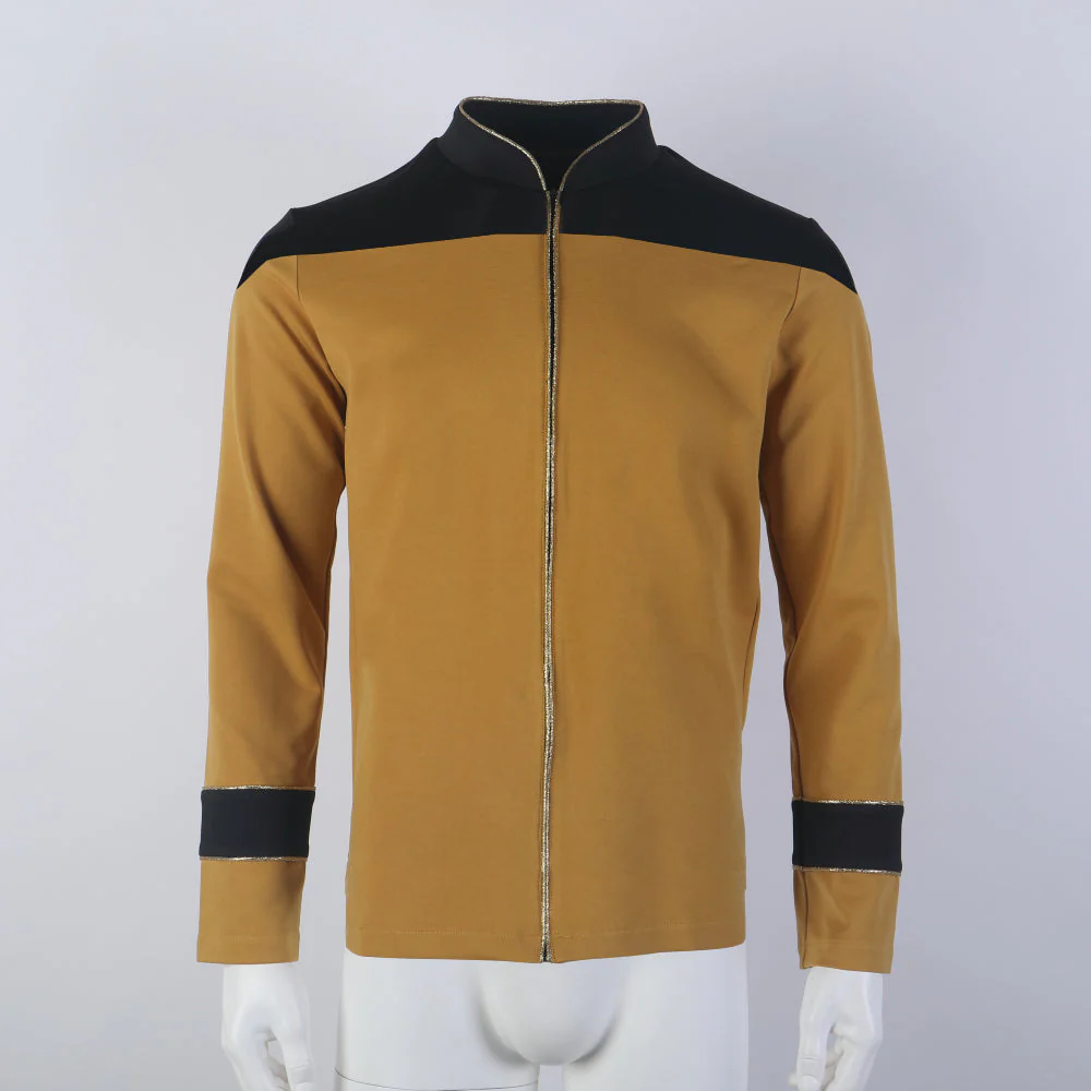 Star Trek The Next Generation TNG  Admiral Tunic Uniforms Red Gold Men Shirts Halloween Cosplay Costumes