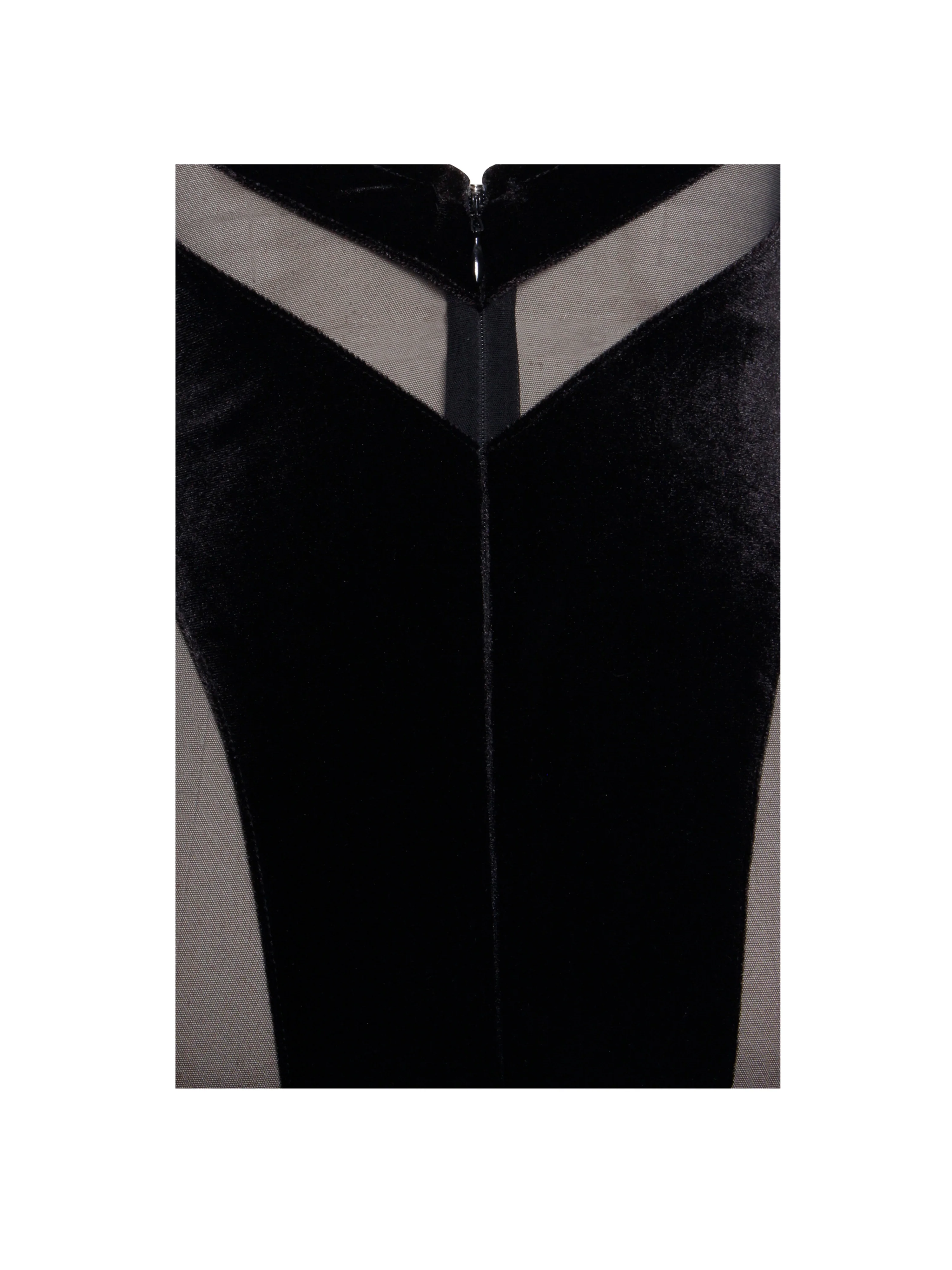 Paityn Black Velvet Mesh Cutout Halter Gown