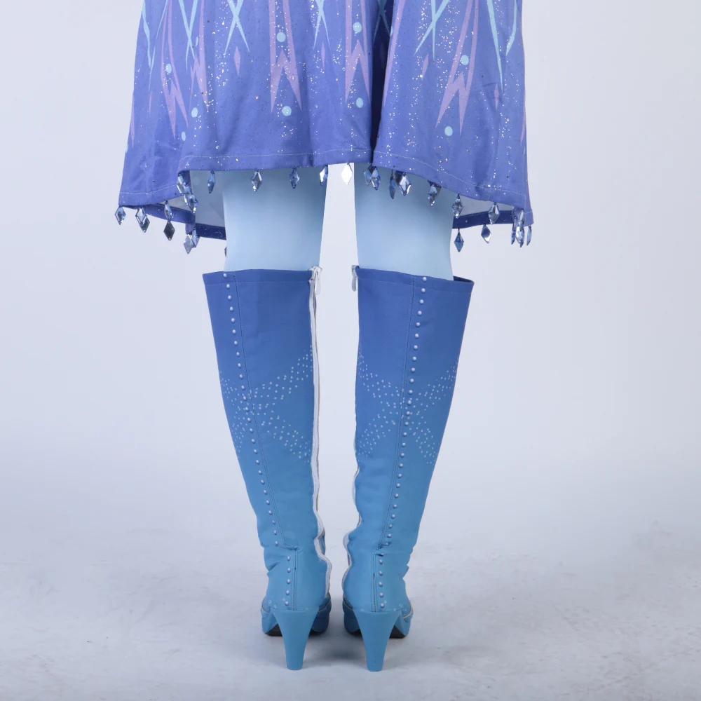 New Frozen 2 Cosplay Snow Adult Elsa Boots Costume Halloween Knee-high High Heel Elsa Shoes Costume Princess Ice Queen Elsa Prop