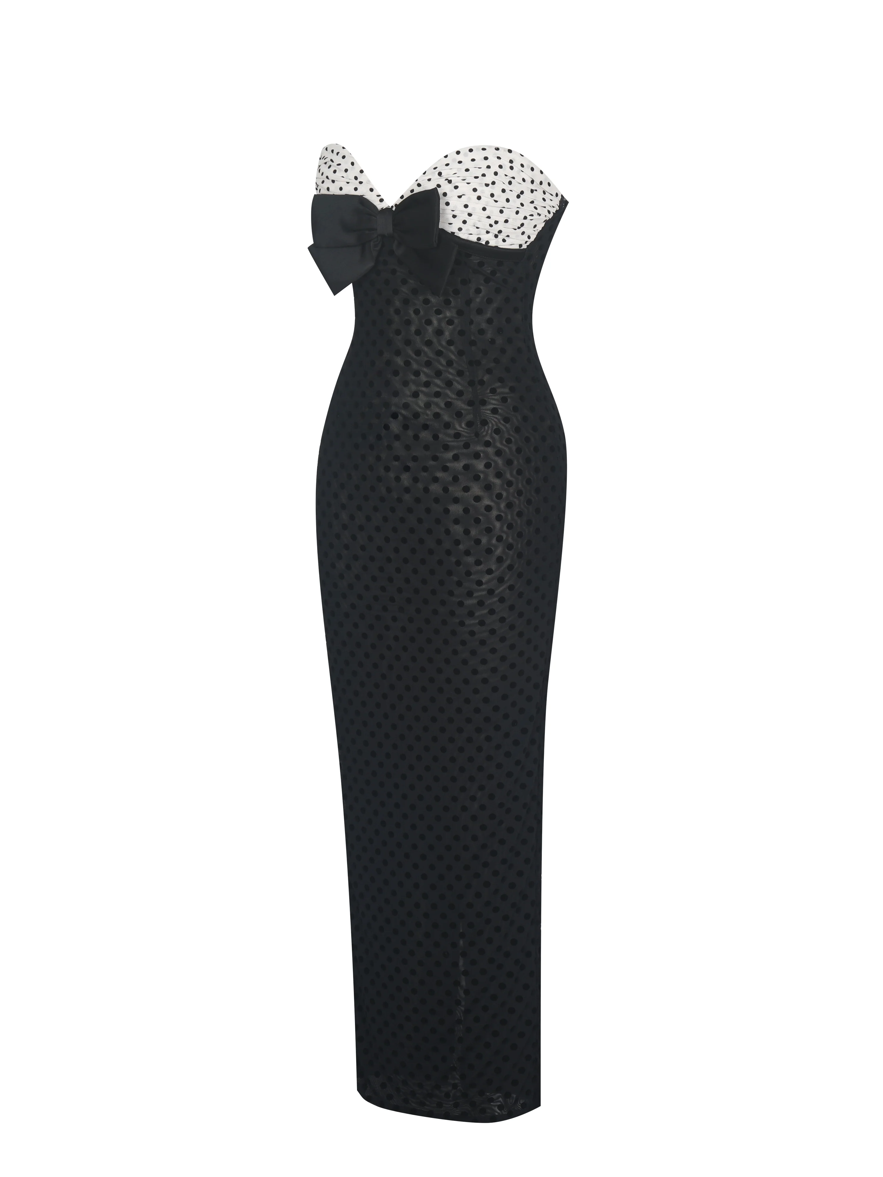Faith Black and White Polka Dot Sweetheart Maxi Dress