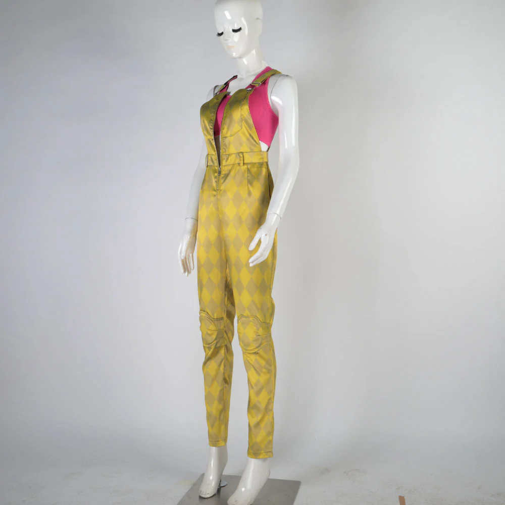 Birds of Prey Suicide Squad Harley Quinn Cosplay Costumes Joker Vest Jumpsuit Golden Yellow Romper Overalls Halloween Suit