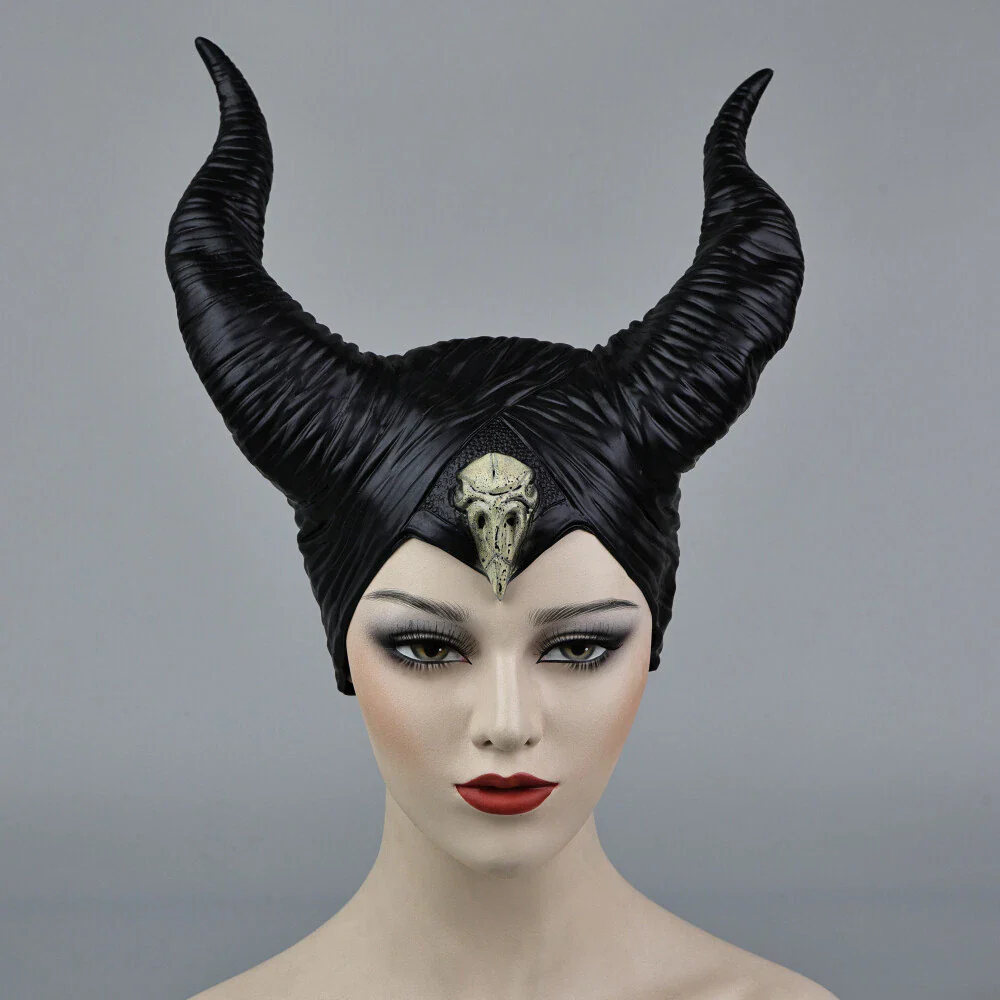 2019 Maleficent 2 Hat Deluxe Horns Evil Black Queen Headpiece Halloween Prop New