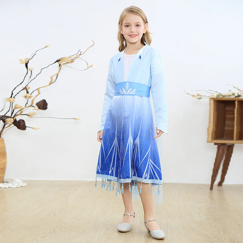 Frozen Princess Elsa Dress for Girls Clothing Wear Cosplay Elza Costume Halloween Christmas Party Gift Fancy 4-10y Baby Girl