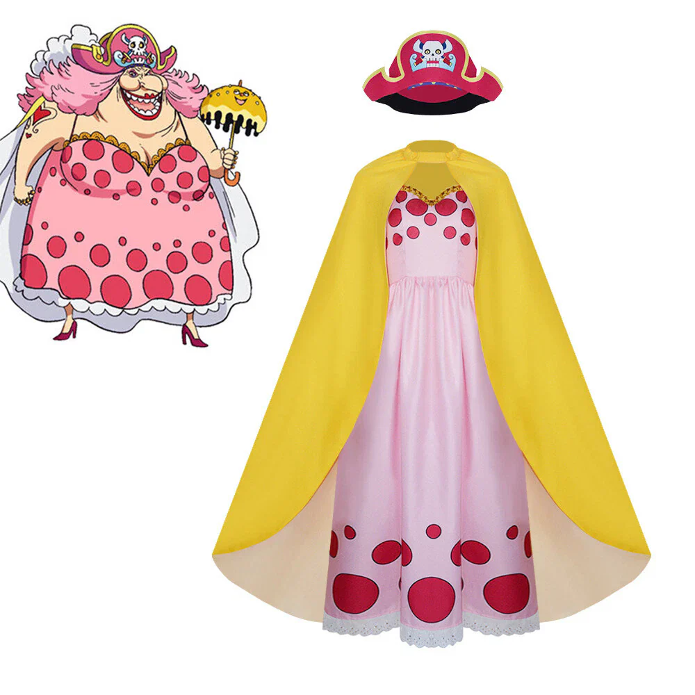 One Piece Charlotte Linlin Dress Costumes Hat Halloween Cosplay Carnival Suits