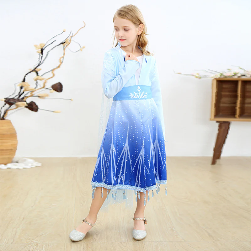 Frozen Princess Elsa Dress for Girls Clothing Wear Cosplay Elza Costume Halloween Christmas Party Gift Fancy 4-10y Baby Girl