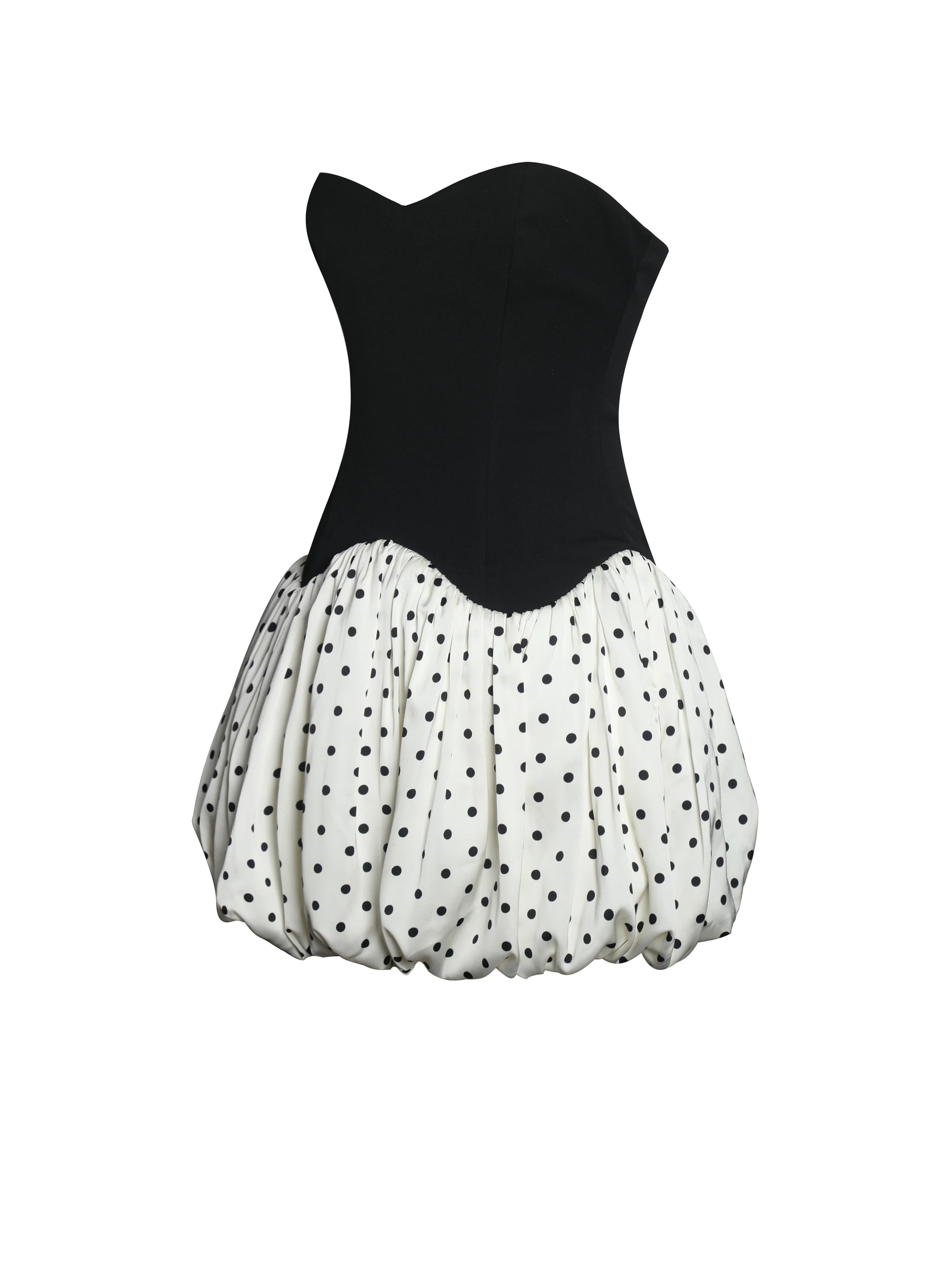 Dahliana Polka Dot Bubble Hem Corset Mini Dress