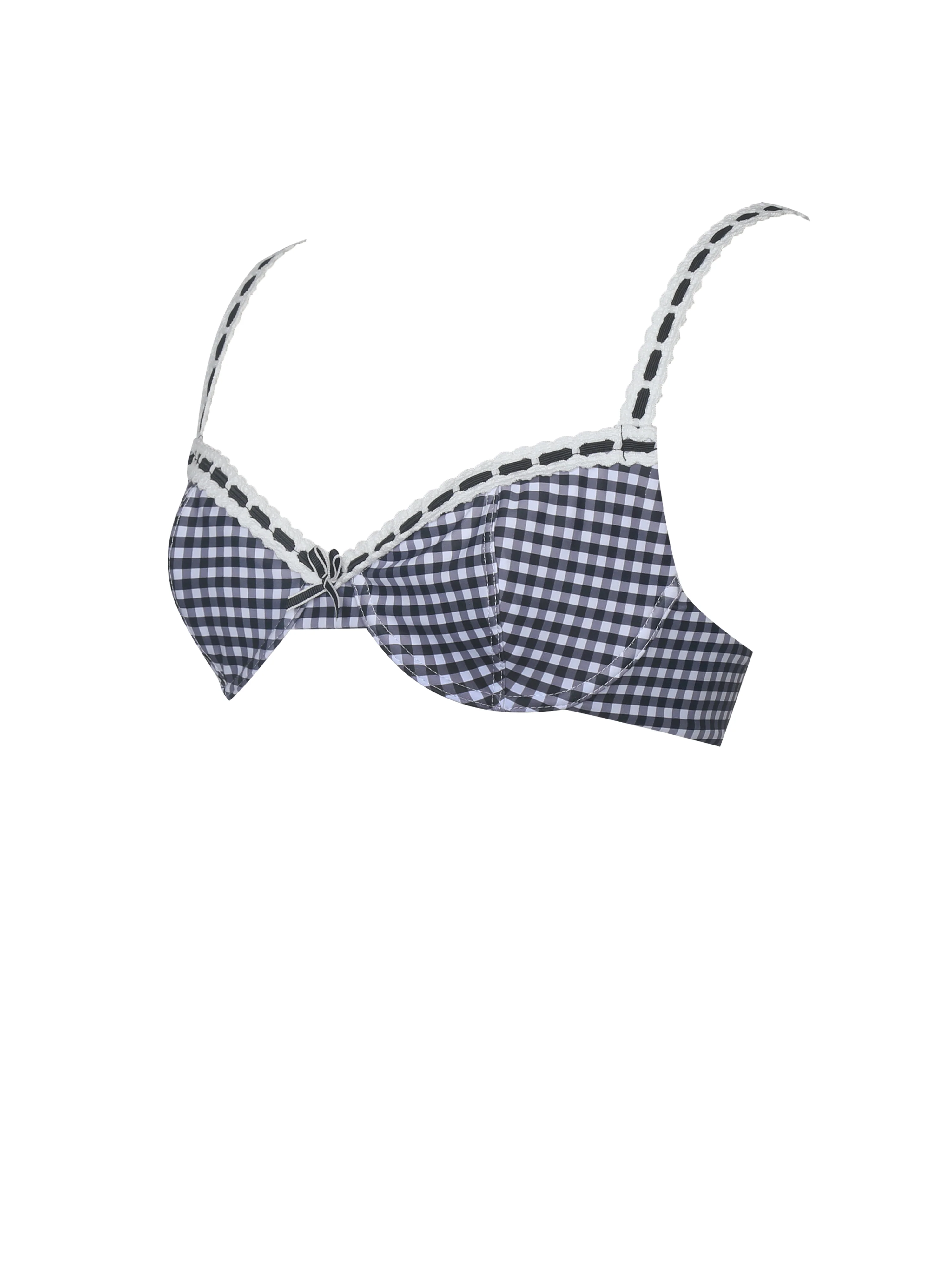Geneva Gingham Lace Decoration Bikini Top