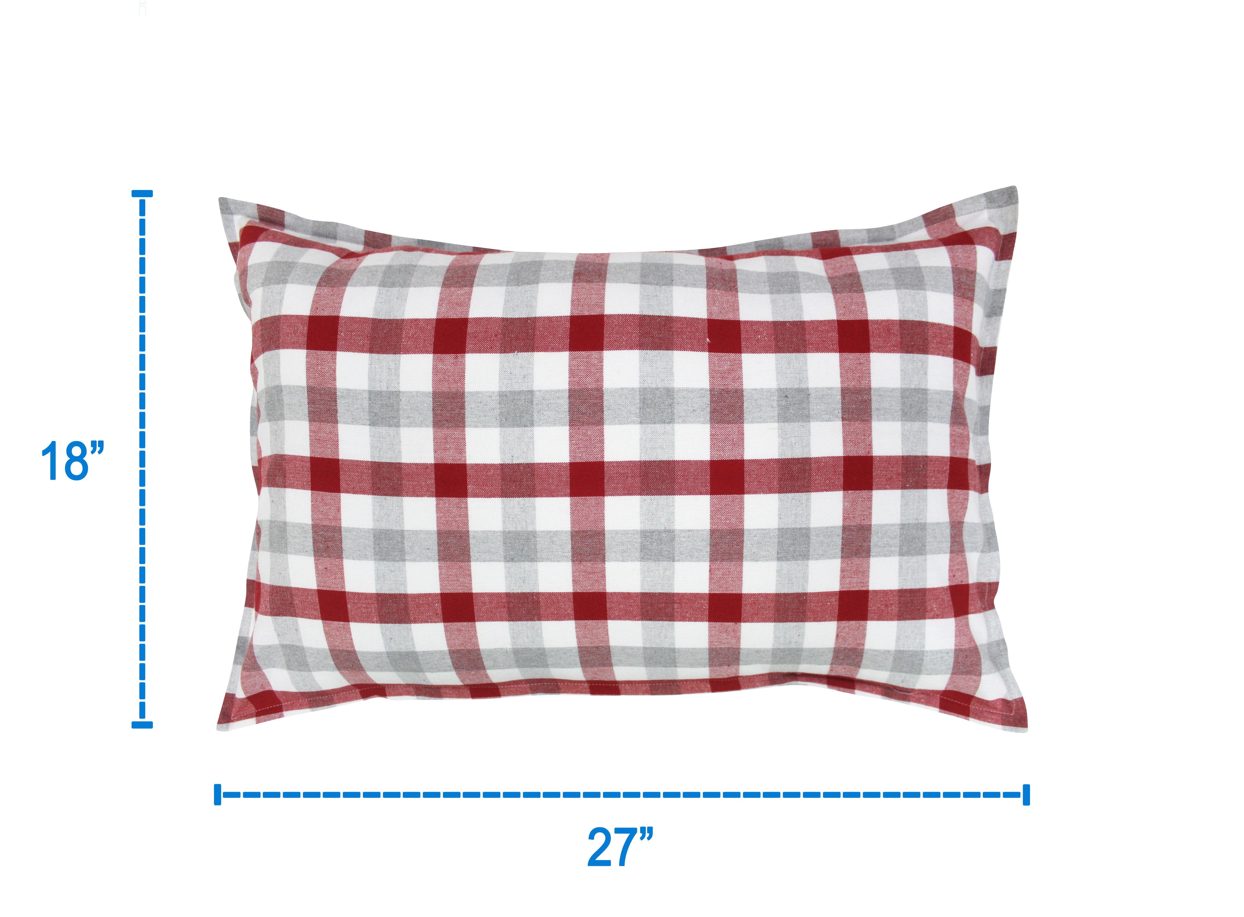 Cotton Red Check Pillow Covers Pack Of 2