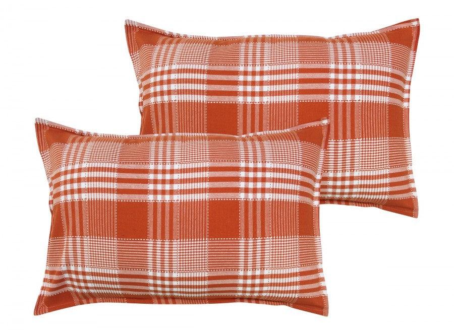 Cotton Track Dobby Orange Pillow Covers Pack Of 2