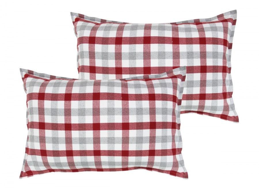 Cotton Red Check Pillow Covers Pack Of 2