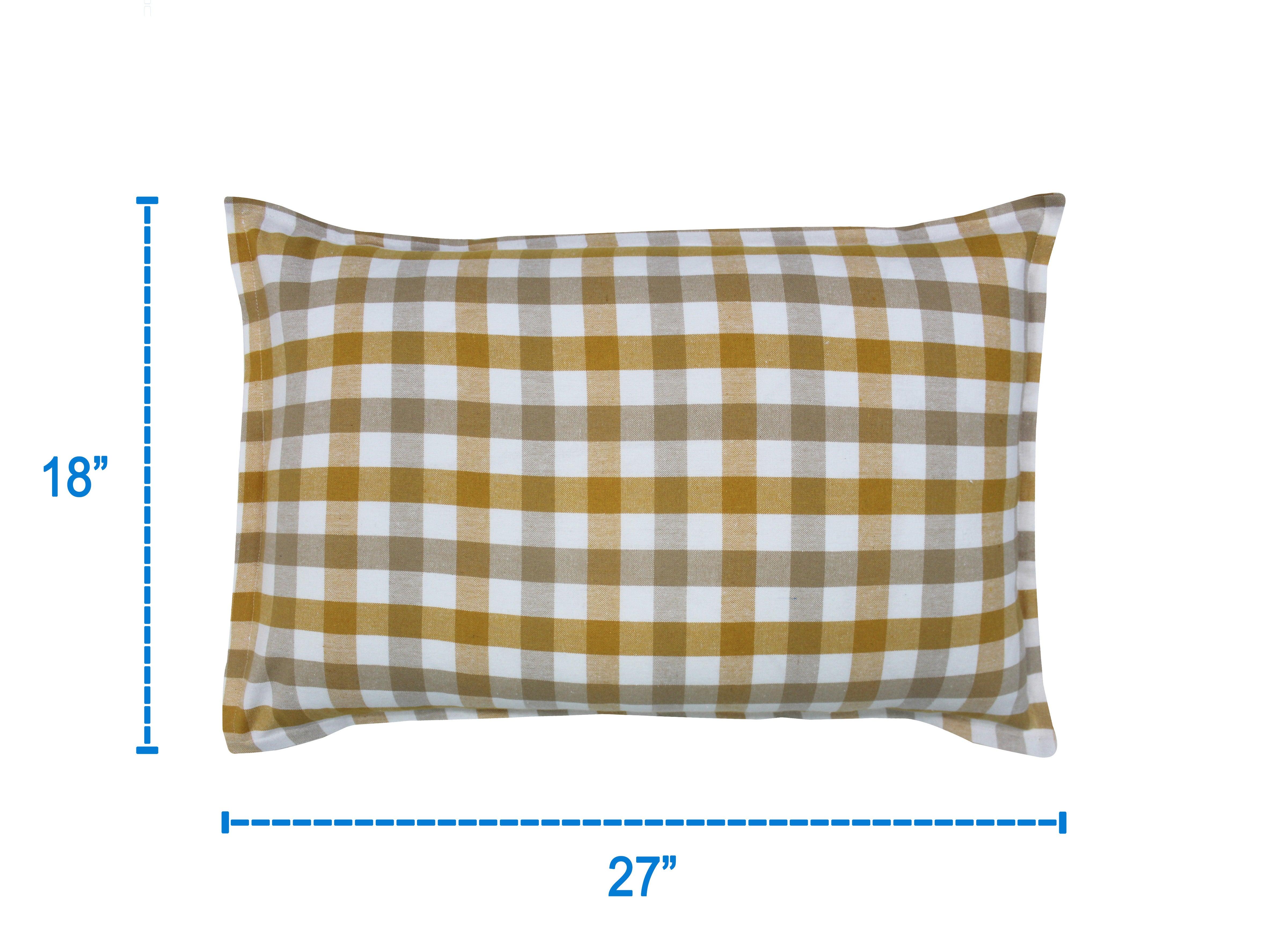 Cotton Yellow Check Pillow Covers Pack Of 2