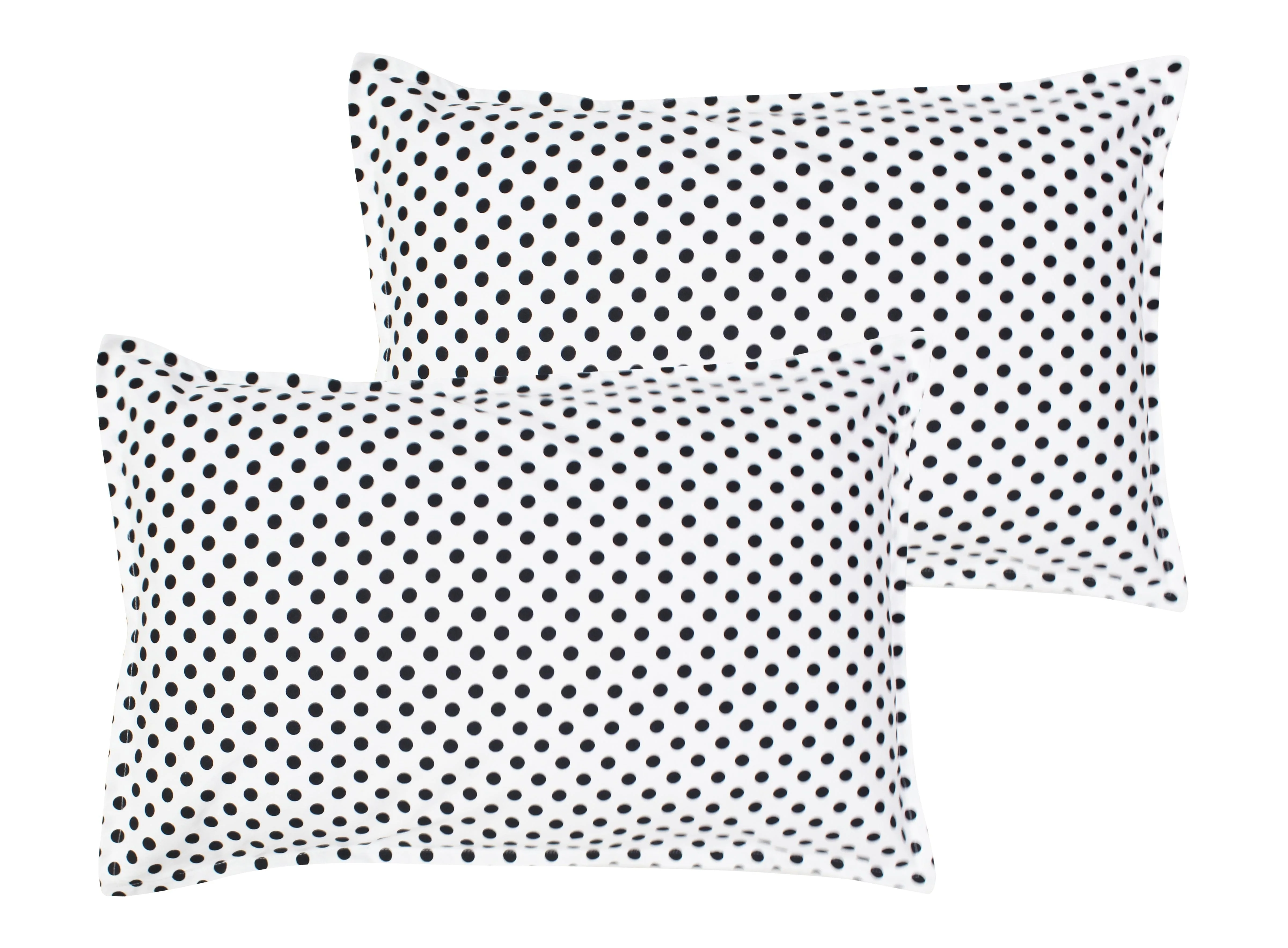 Cotton Polka Dot White Pillow Covers Pack Of 2