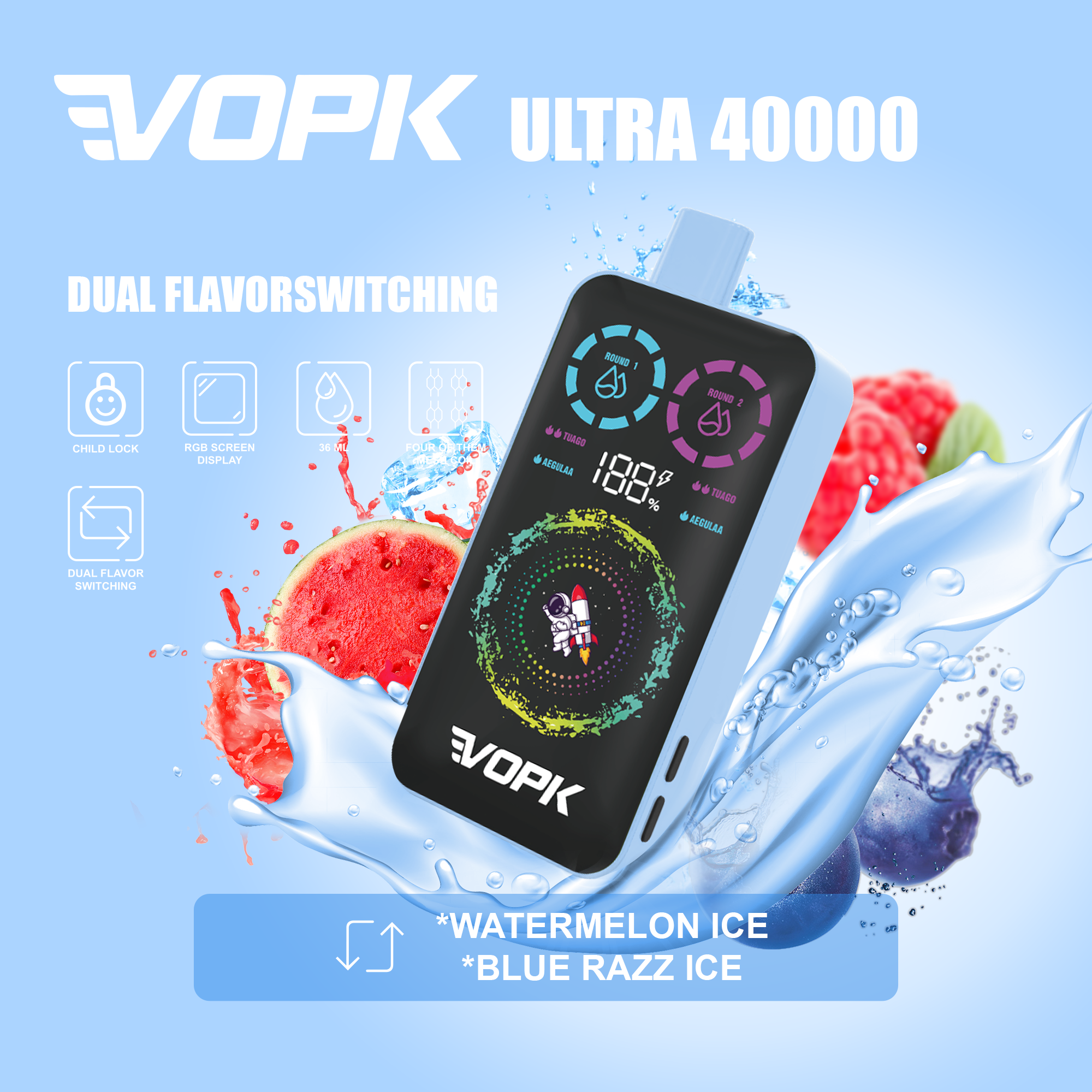 🌟Dual flavor switching🌟AIVONO VOPK Ultra Einweg-Vape mit 40.000 Zügen (5 % Nikotingehalt)