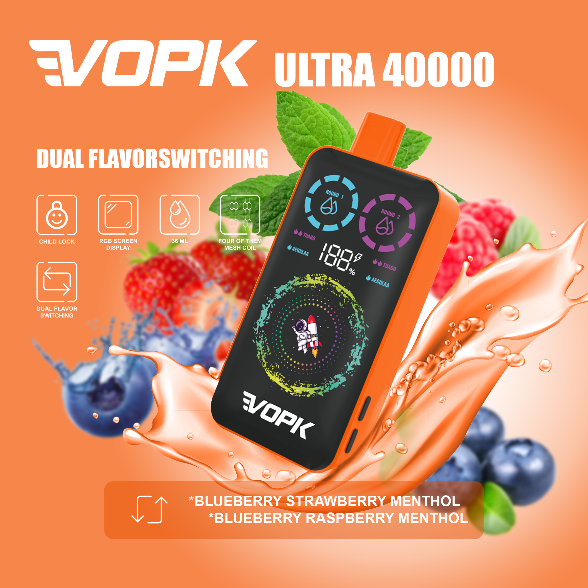 🌟Dual flavor switching🌟AIVONO VOPK Ultra Einweg-Vape mit 40.000 Zügen (5 % Nikotingehalt)