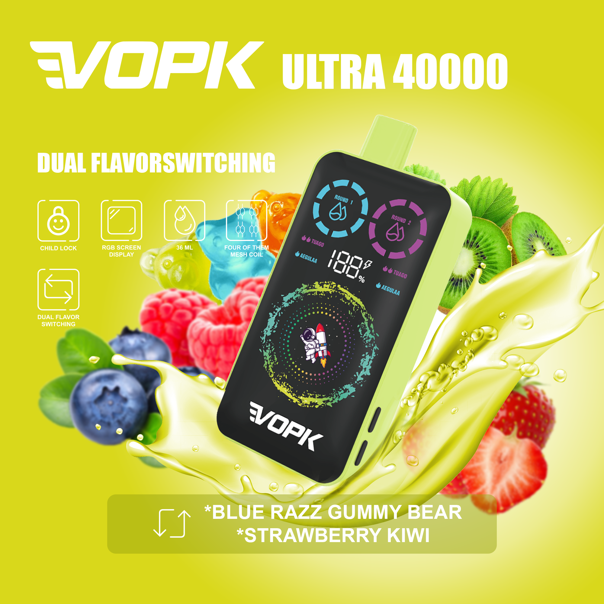 🌟Dual flavor switching🌟AIVONO VOPK Ultra Einweg-Vape mit 40.000 Zügen (5 % Nikotingehalt)