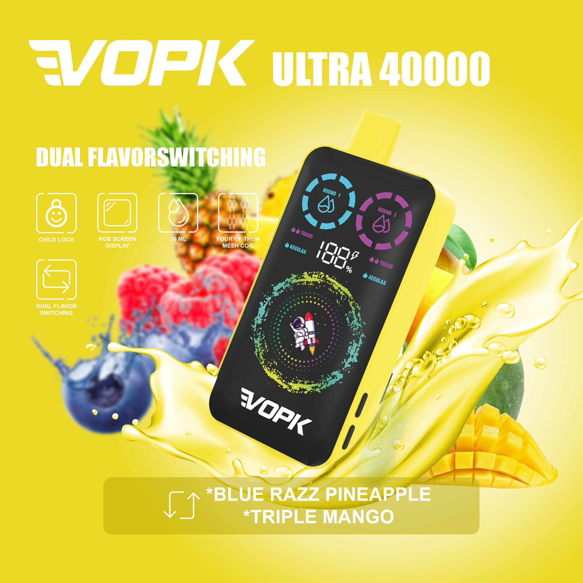 🌟Dual flavor switching🌟AIVONO VOPK Ultra Einweg-Vape mit 40.000 Zügen (5 % Nikotingehalt)