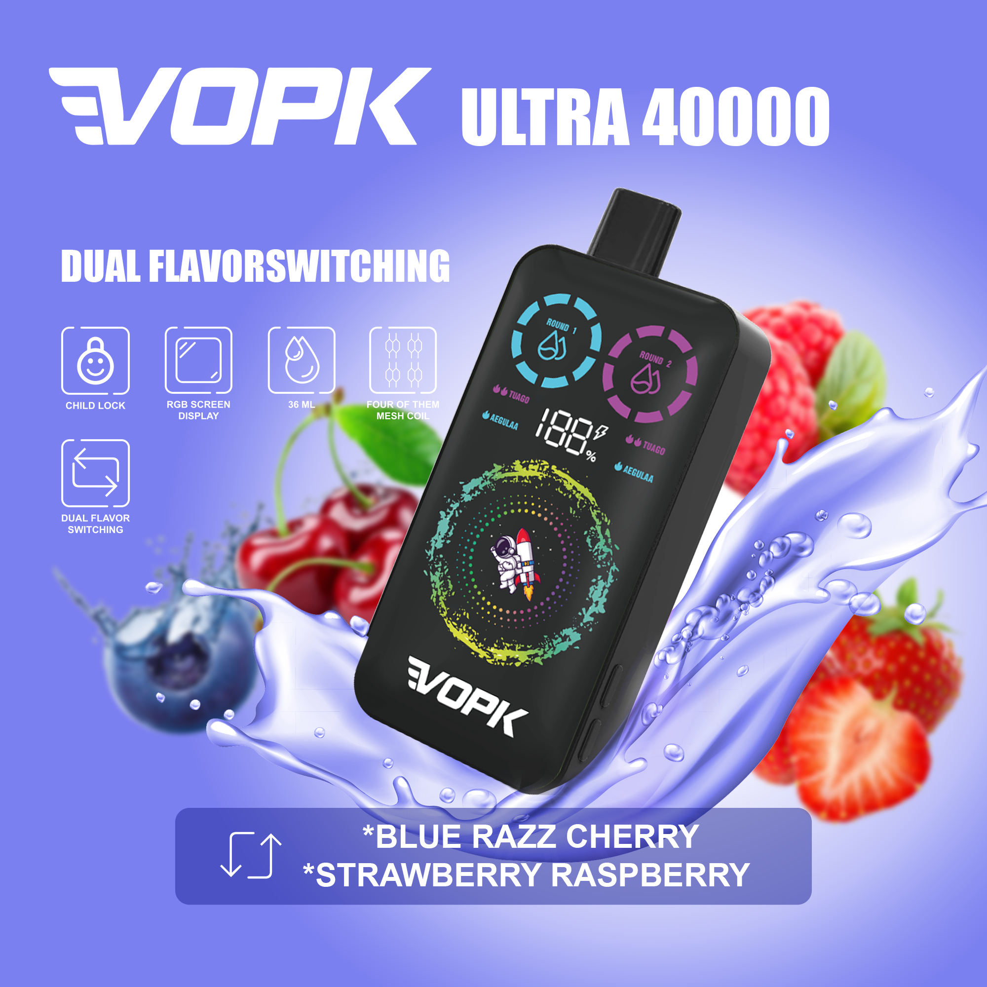 🌟Dual flavor switching🌟AIVONO VOPK Ultra Einweg-Vape mit 40.000 Zügen (5 % Nikotingehalt)
