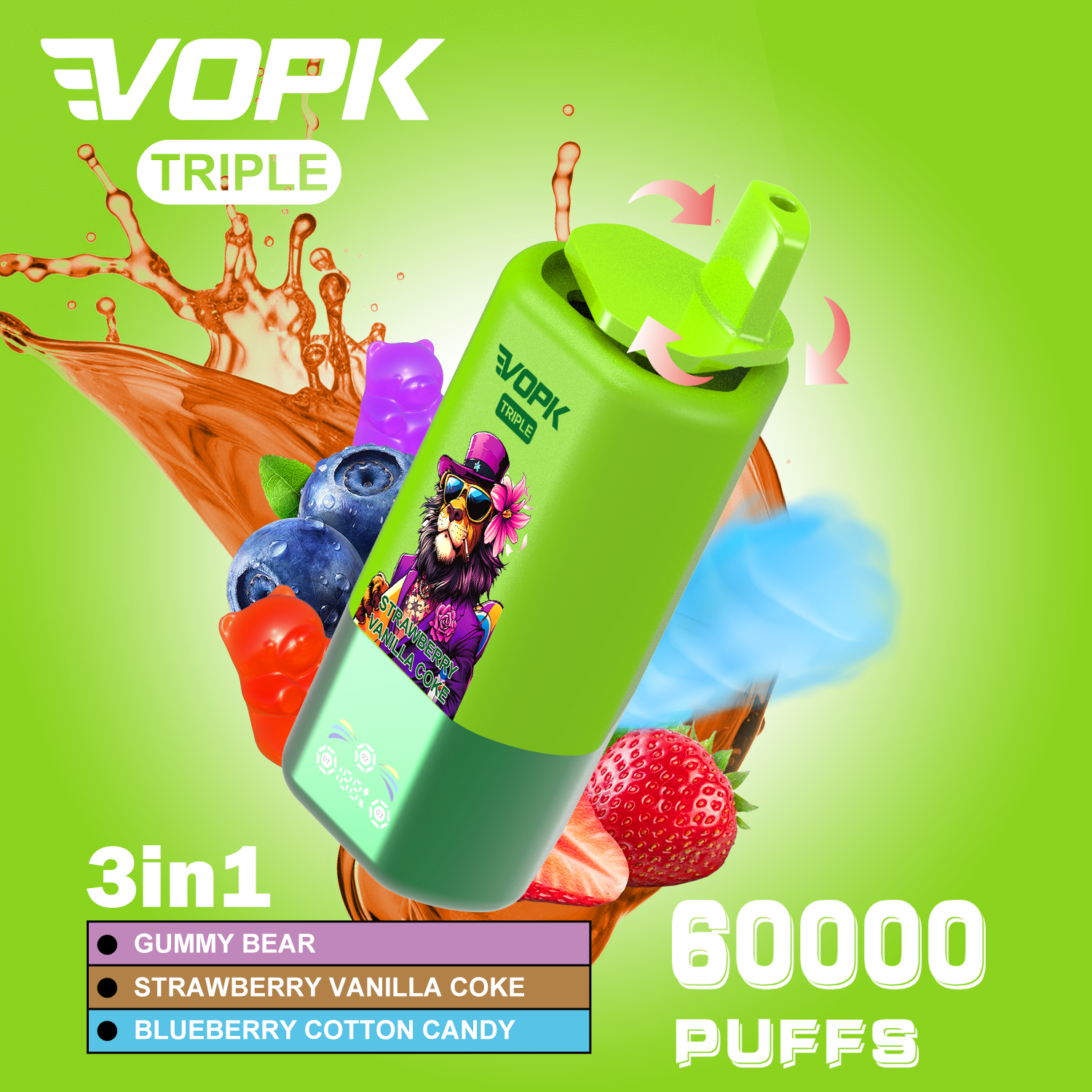 Bester Preis VOPK TRIPL 3in1 Mit 60.000 Puffs (5% Nikotingehalt)