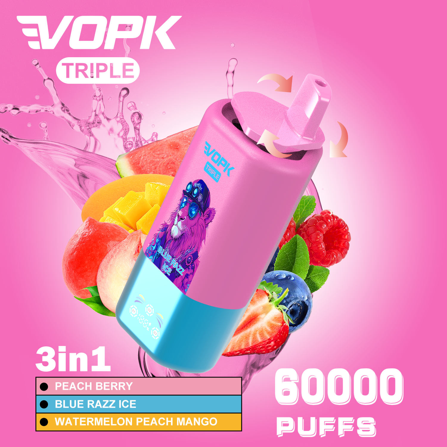 Bester Preis VOPK TRIPL 3in1 Mit 60.000 Puffs (5% Nikotingehalt)