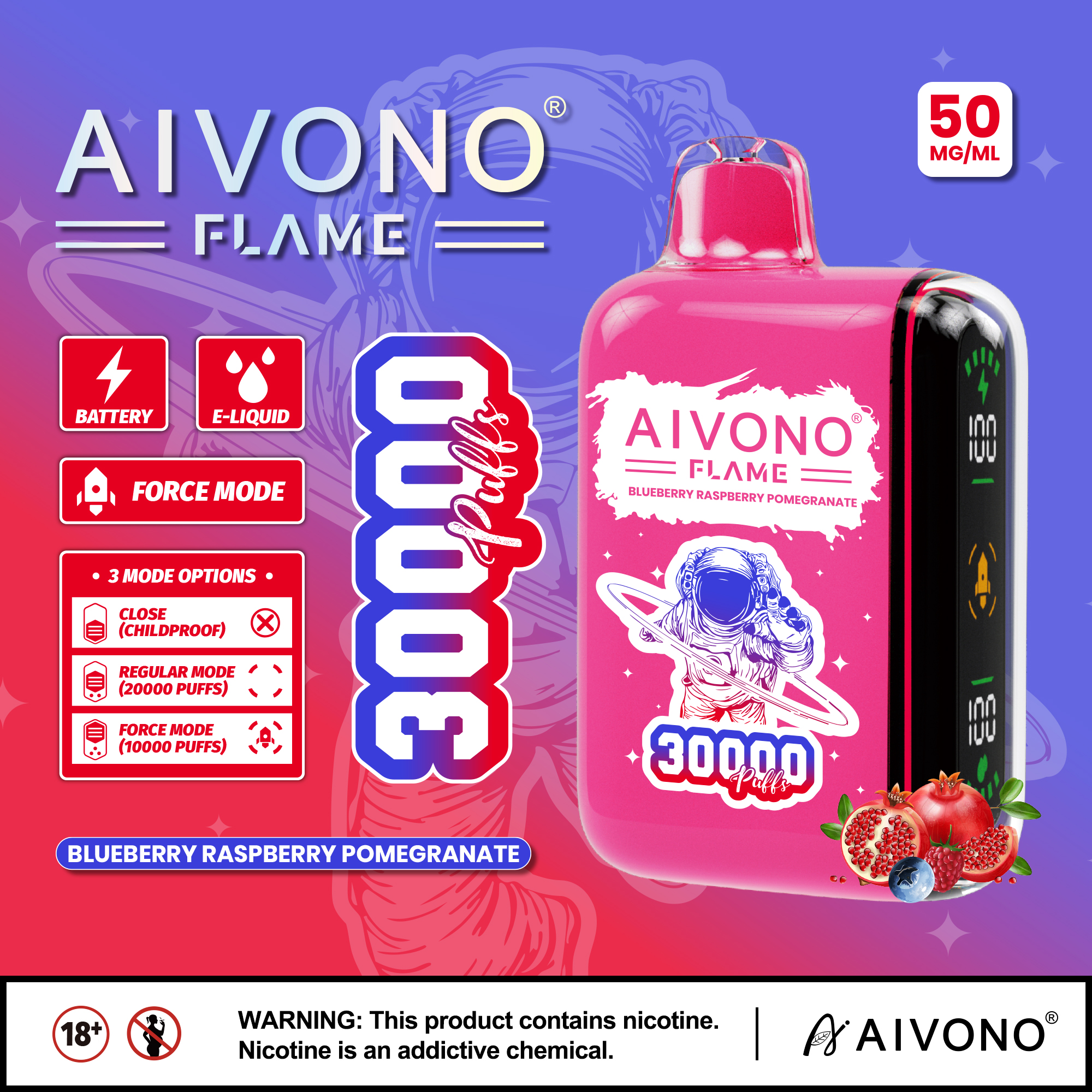AIVONO AIM FLAME 30000 PUFFS (5 % Nikotingehalt)