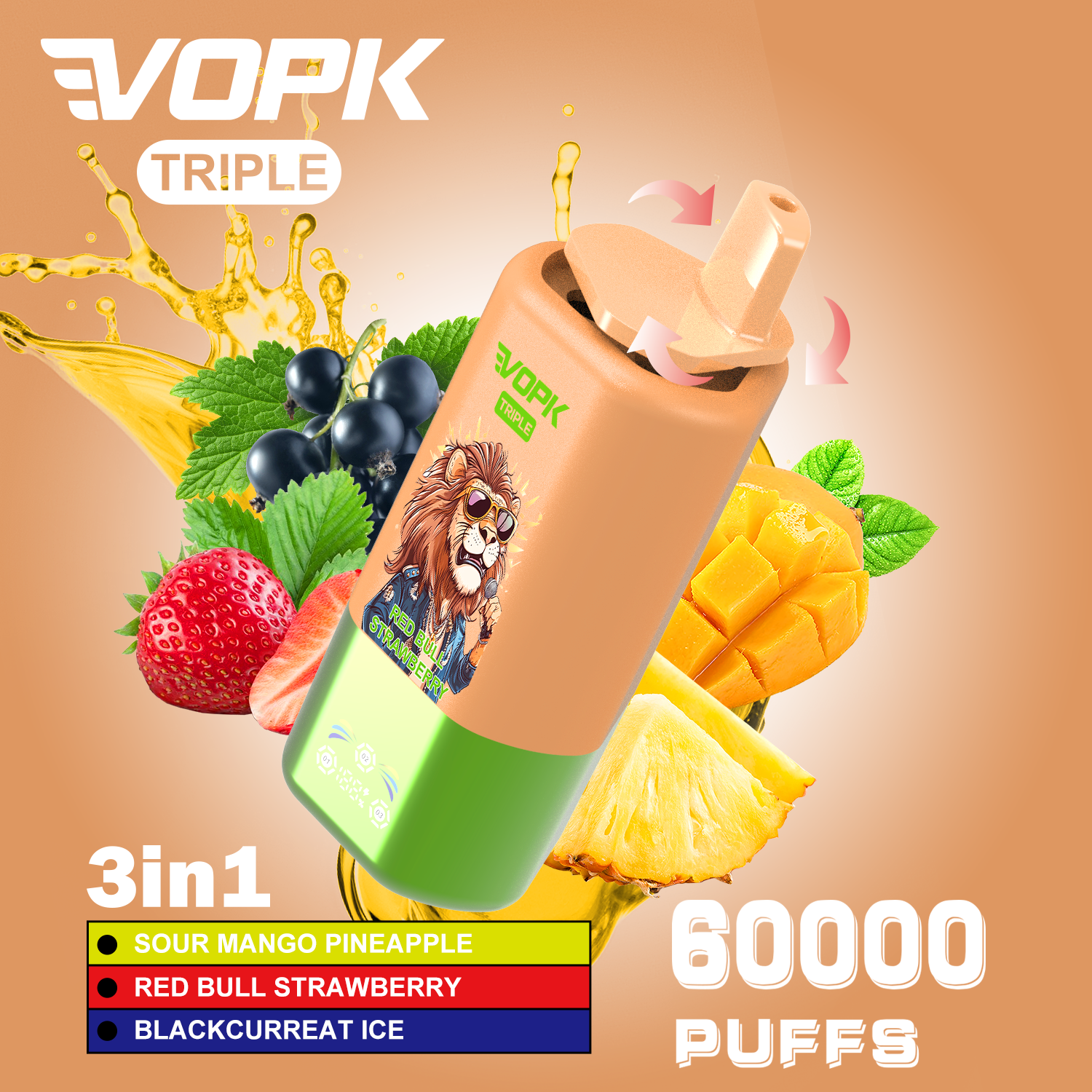 Bester Preis VOPK TRIPL 3in1 Mit 60.000 Puffs (5% Nikotingehalt)