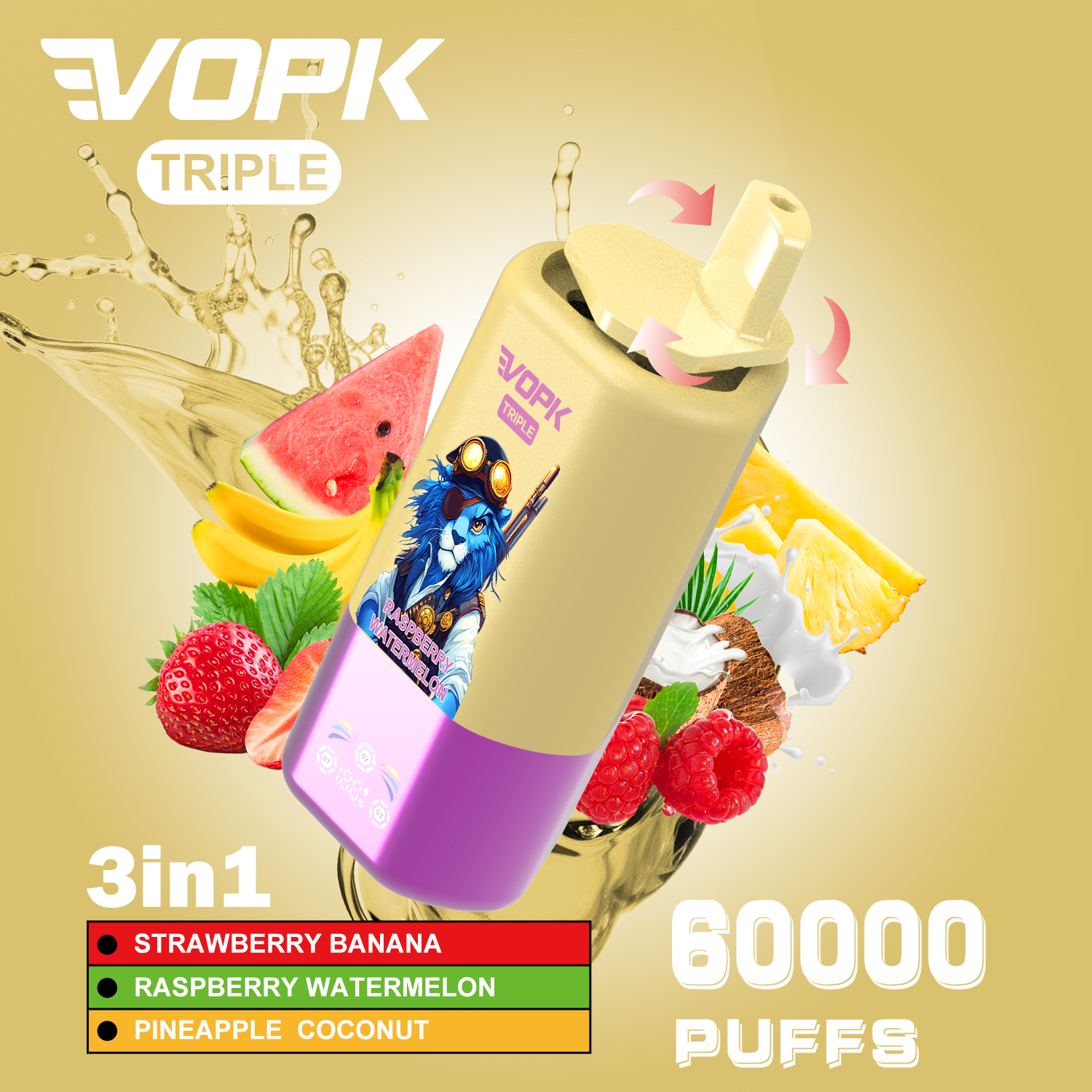Bester Preis VOPK TRIPL 3in1 Mit 60.000 Puffs (5% Nikotingehalt)